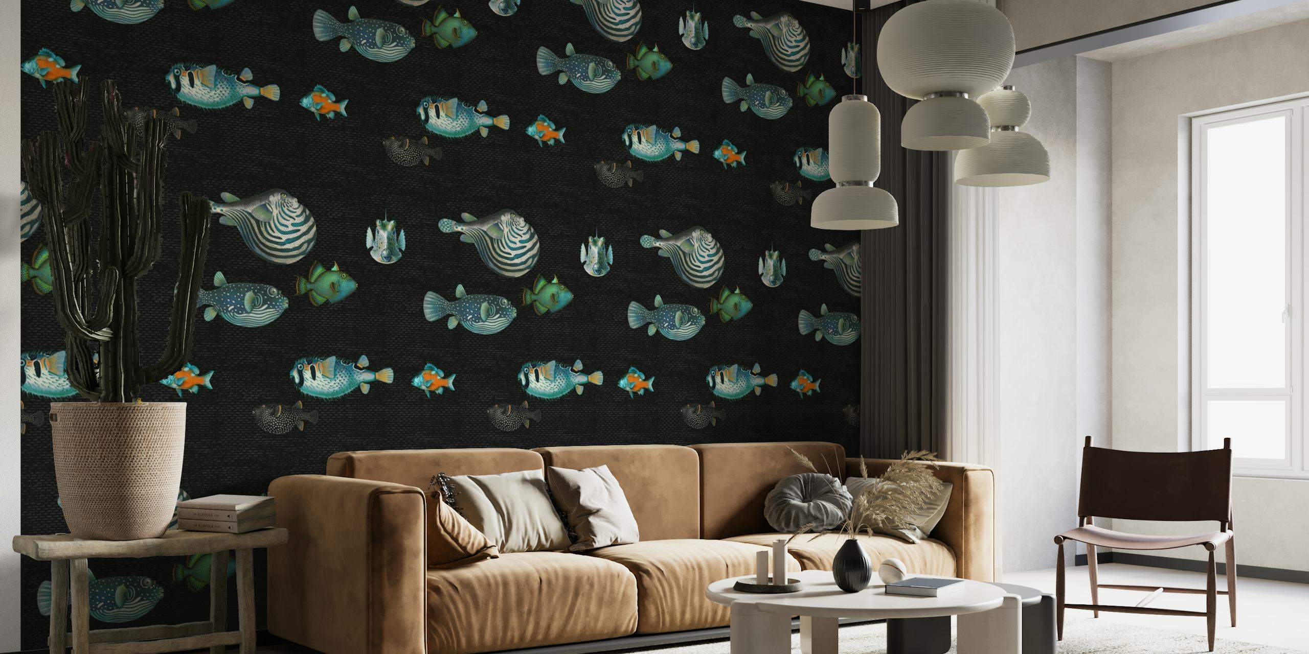 Acquario Fish in black papel de parede