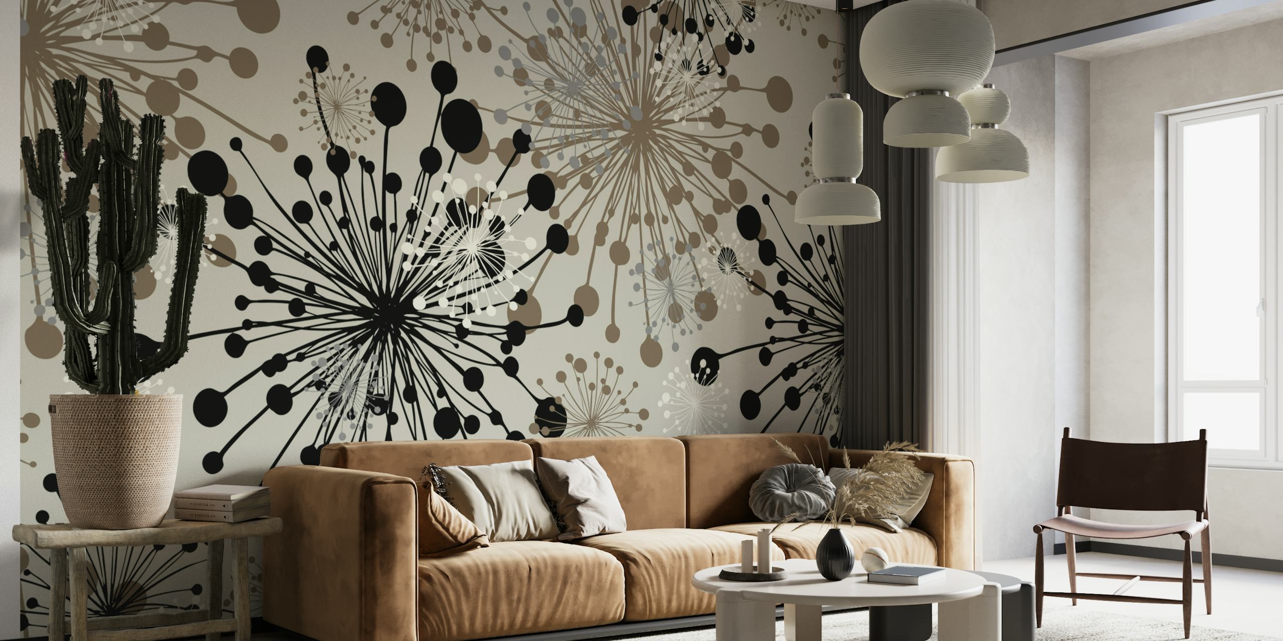 Dandelions neutral wallpaper