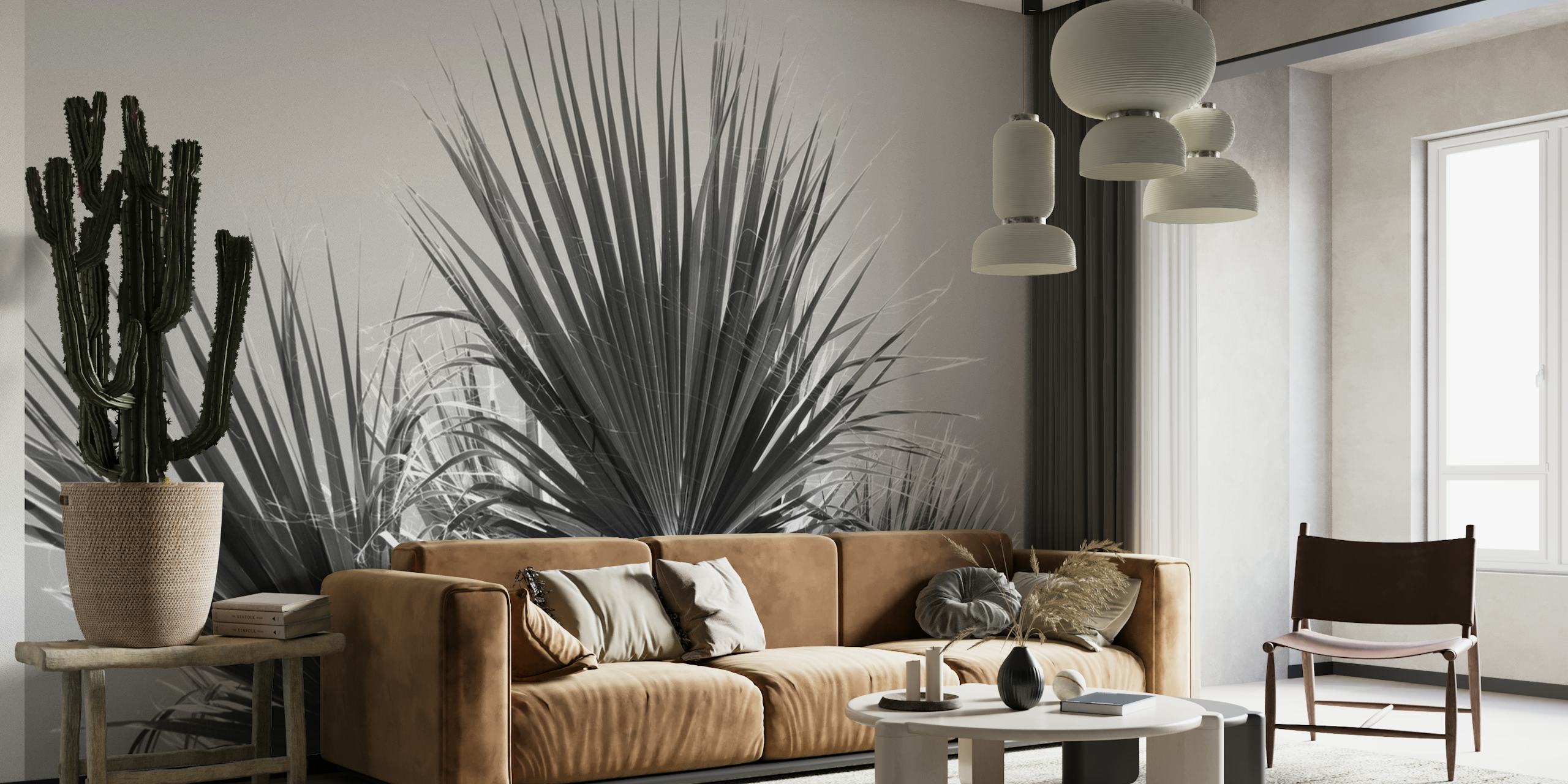 Fan Palm Black White Vibes 1 wallpaper