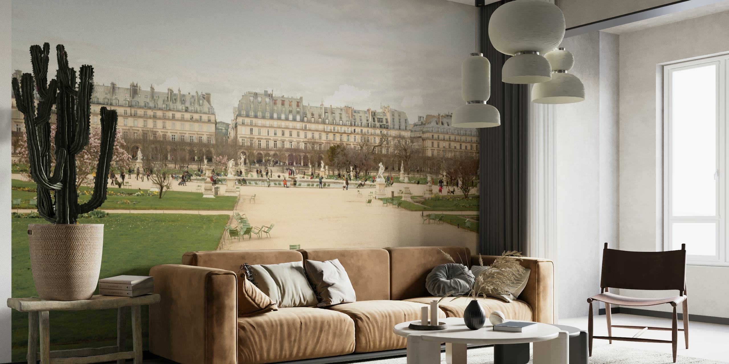 Paris Tuileries View wallpaper displayed in room