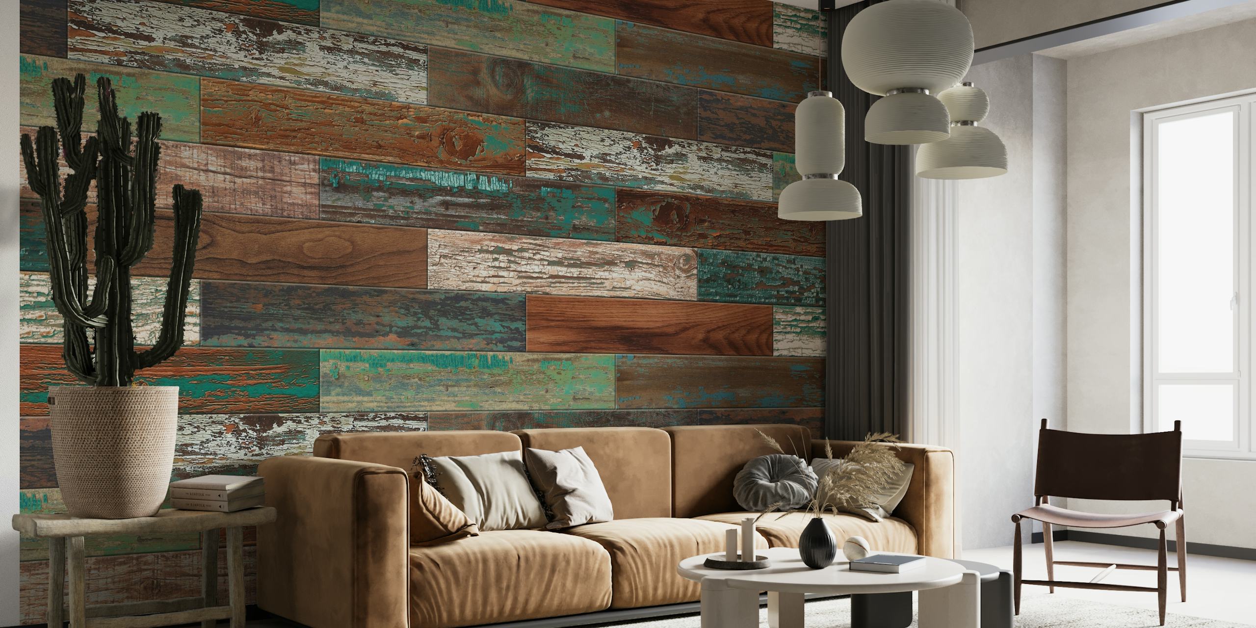Reclaimed Boat Wood Green Rust tapety