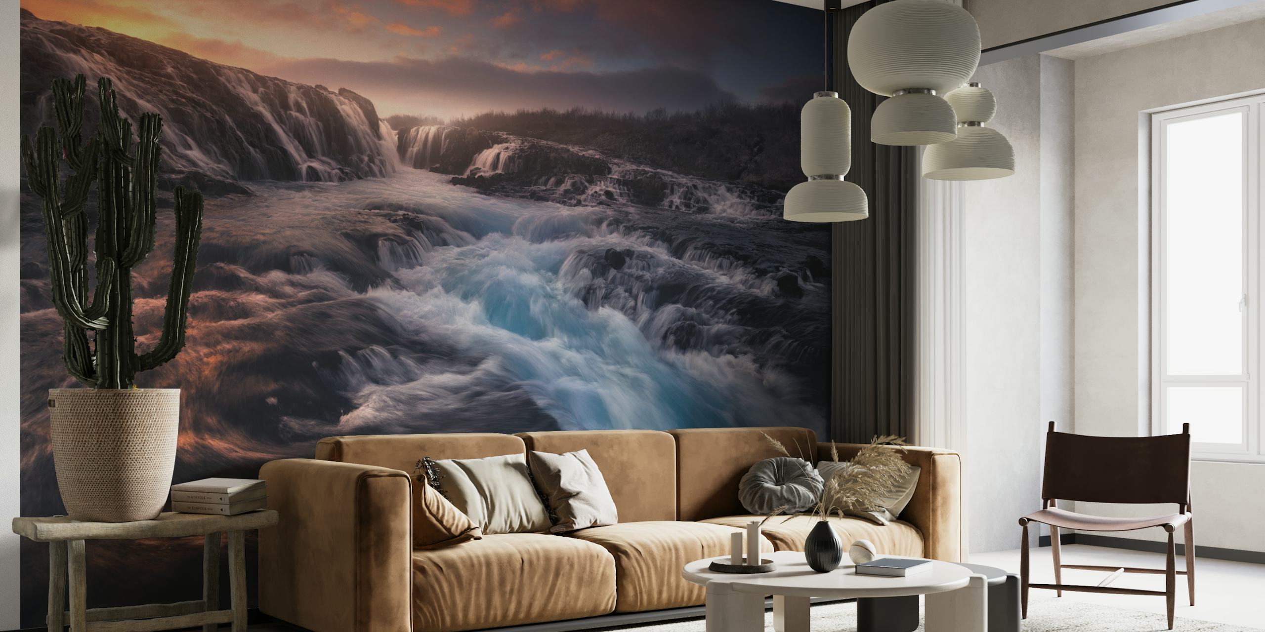 Blue Flow wallpaper in a modern room