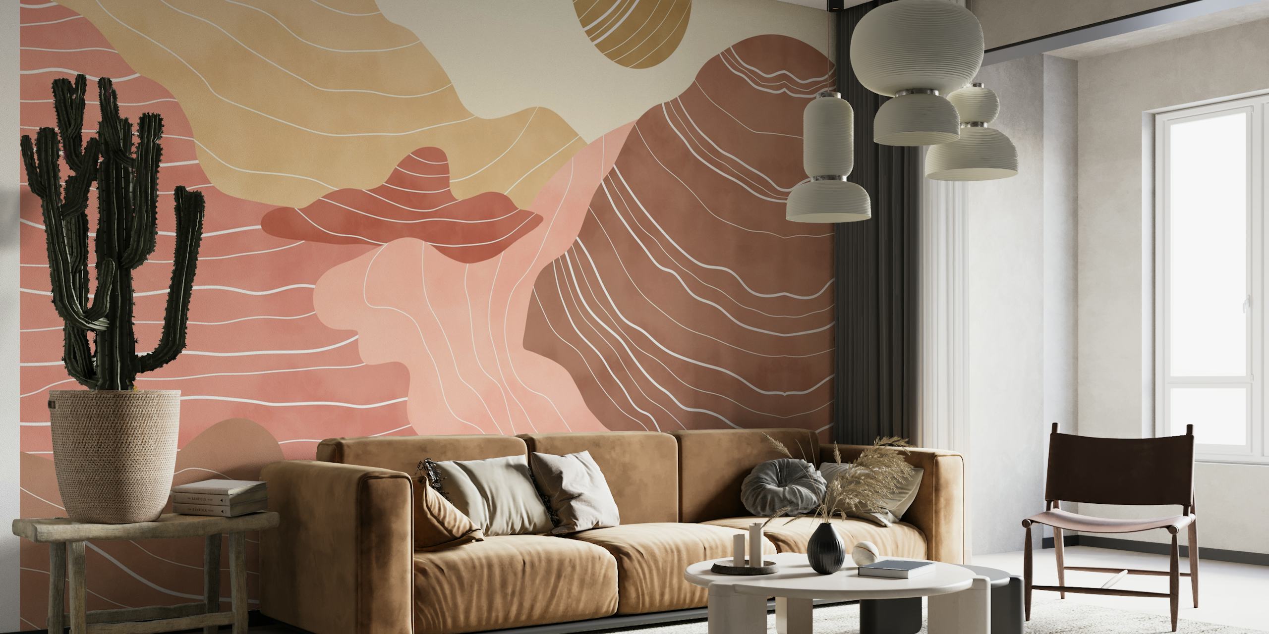 Modern pink desert dunes en una habitación