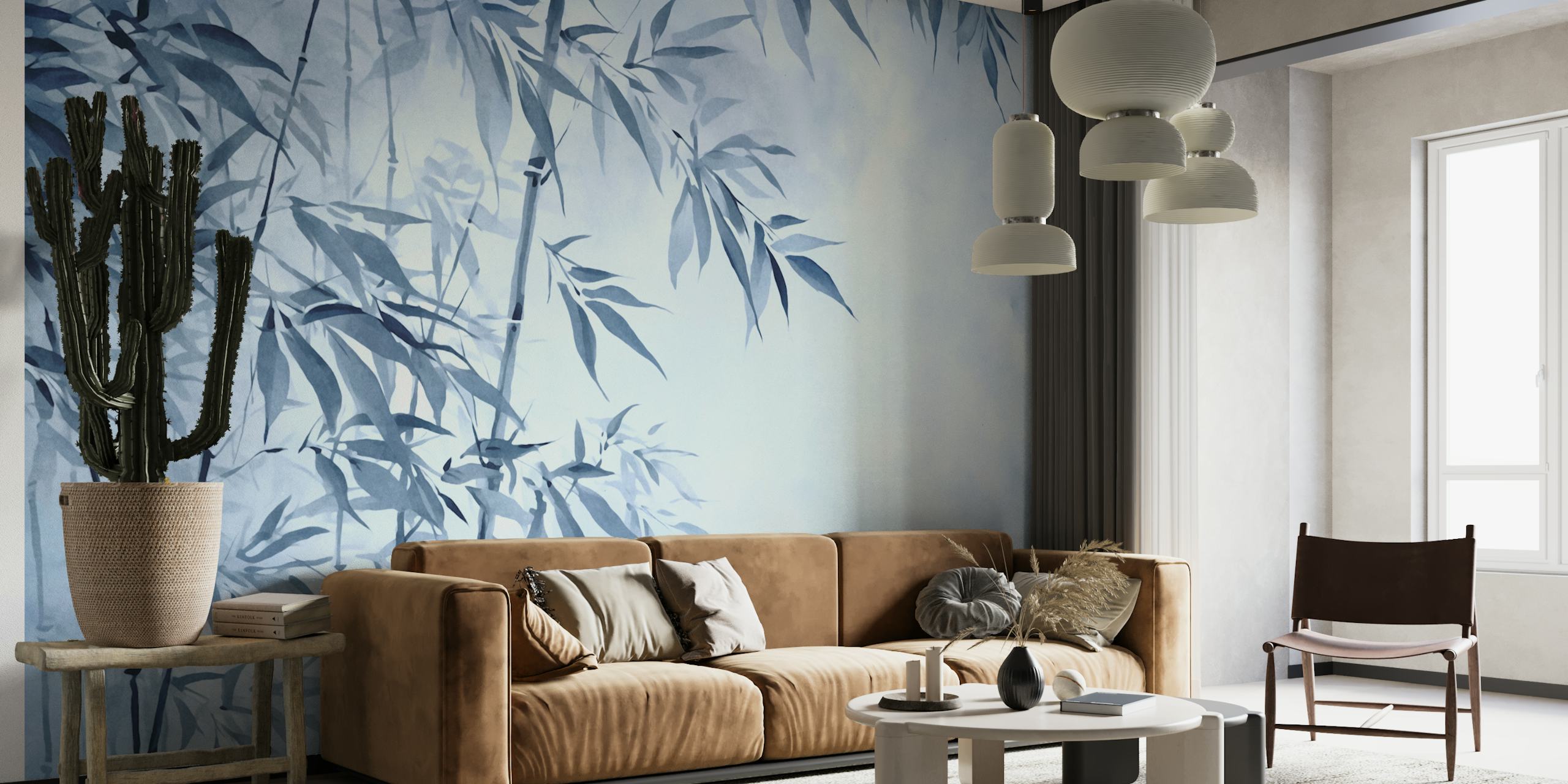 Blue Hour Calm Bamboo Garden tapet i et rum