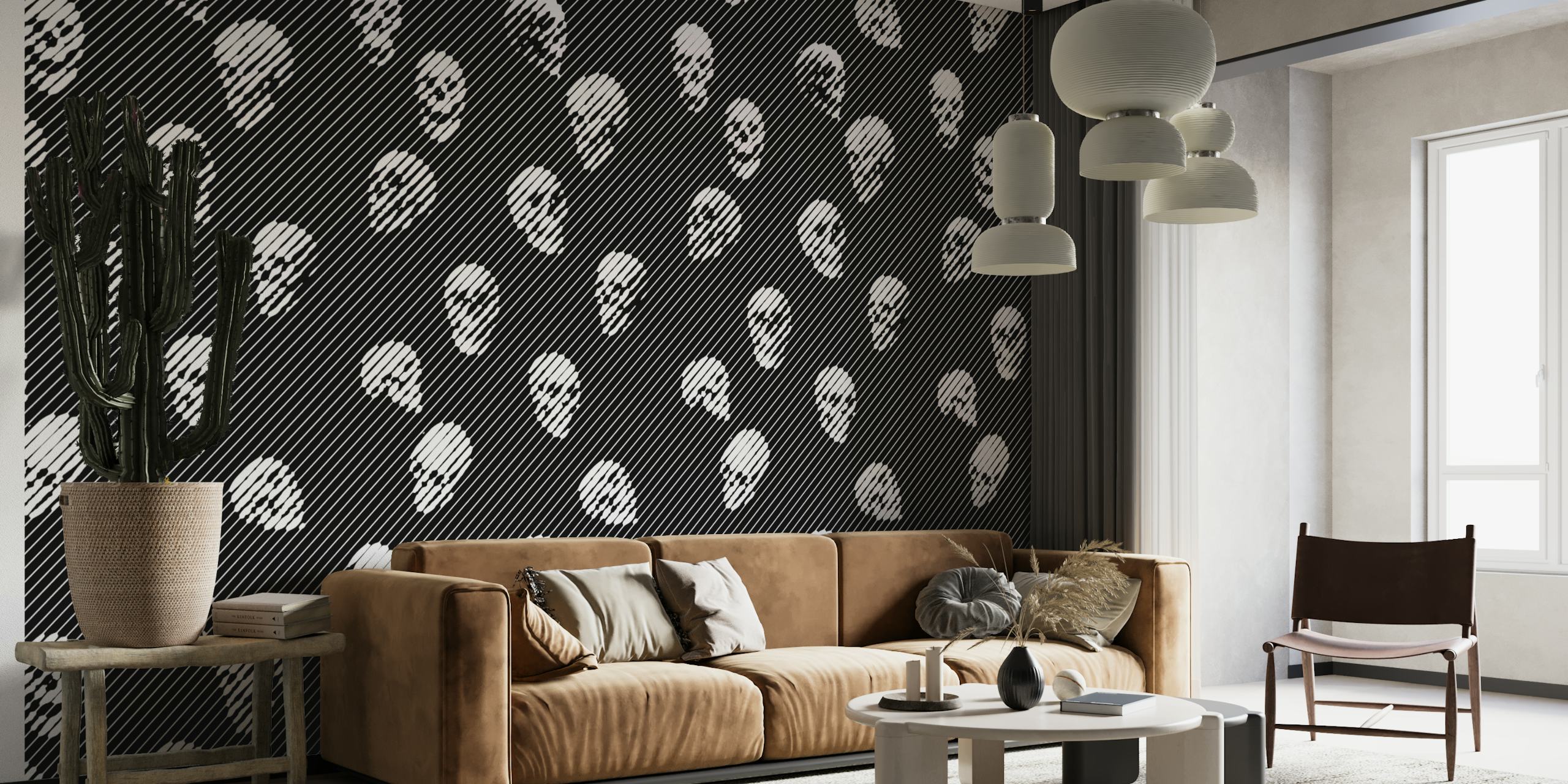 Halftone Skull wallpaper in a room