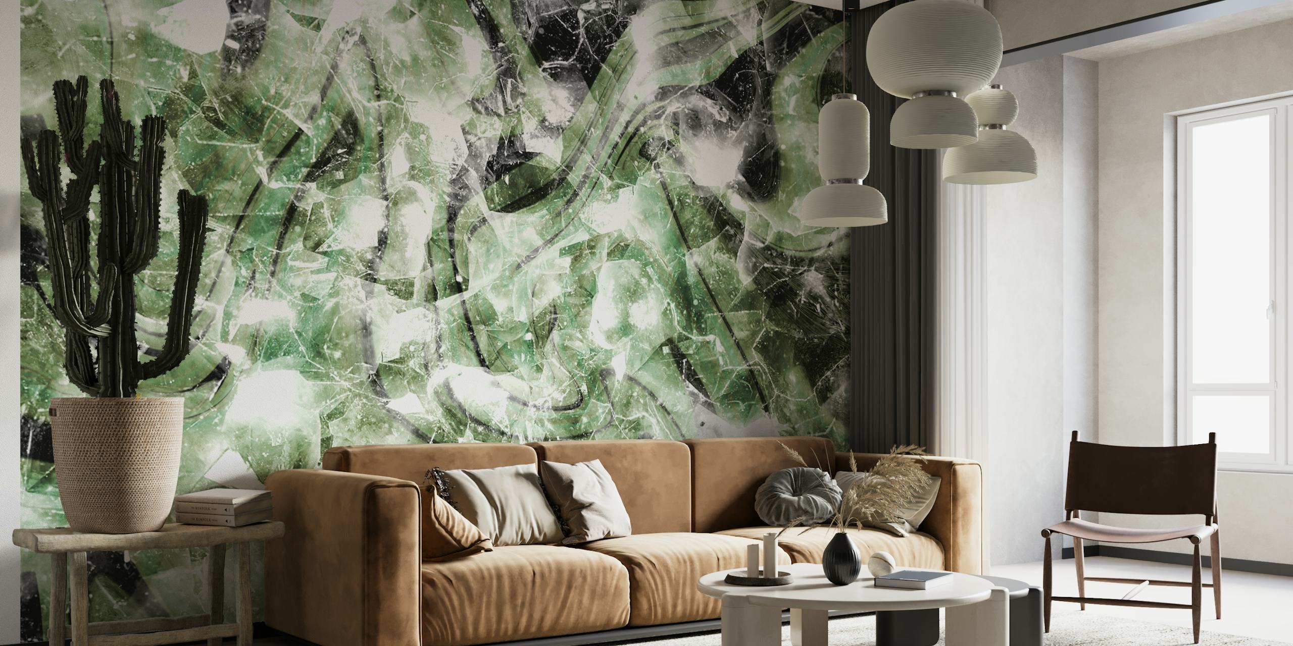 Green Crystal Waves tapet i et rom