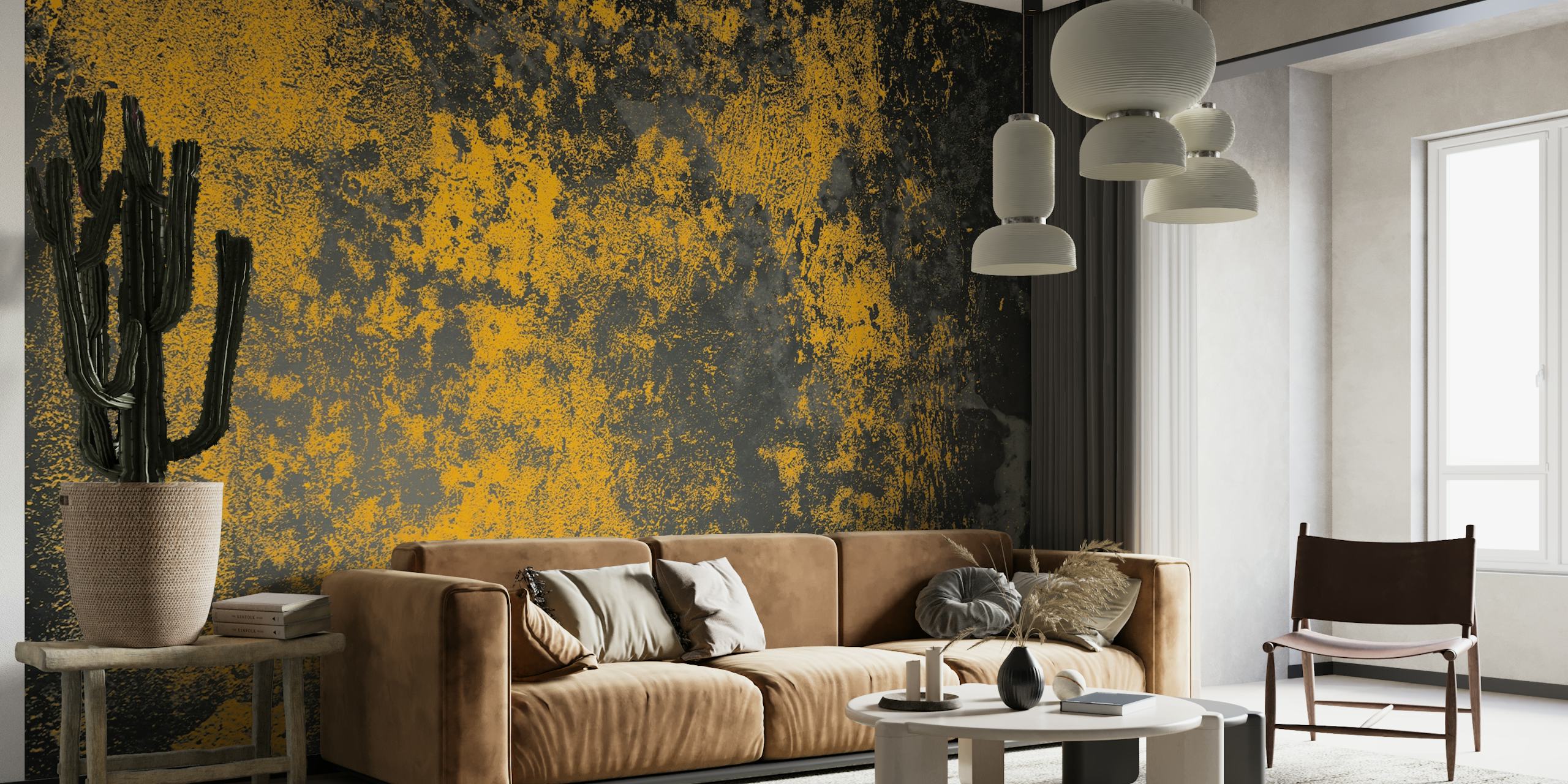 Concrete texture wallpaper em amarelo e cinza