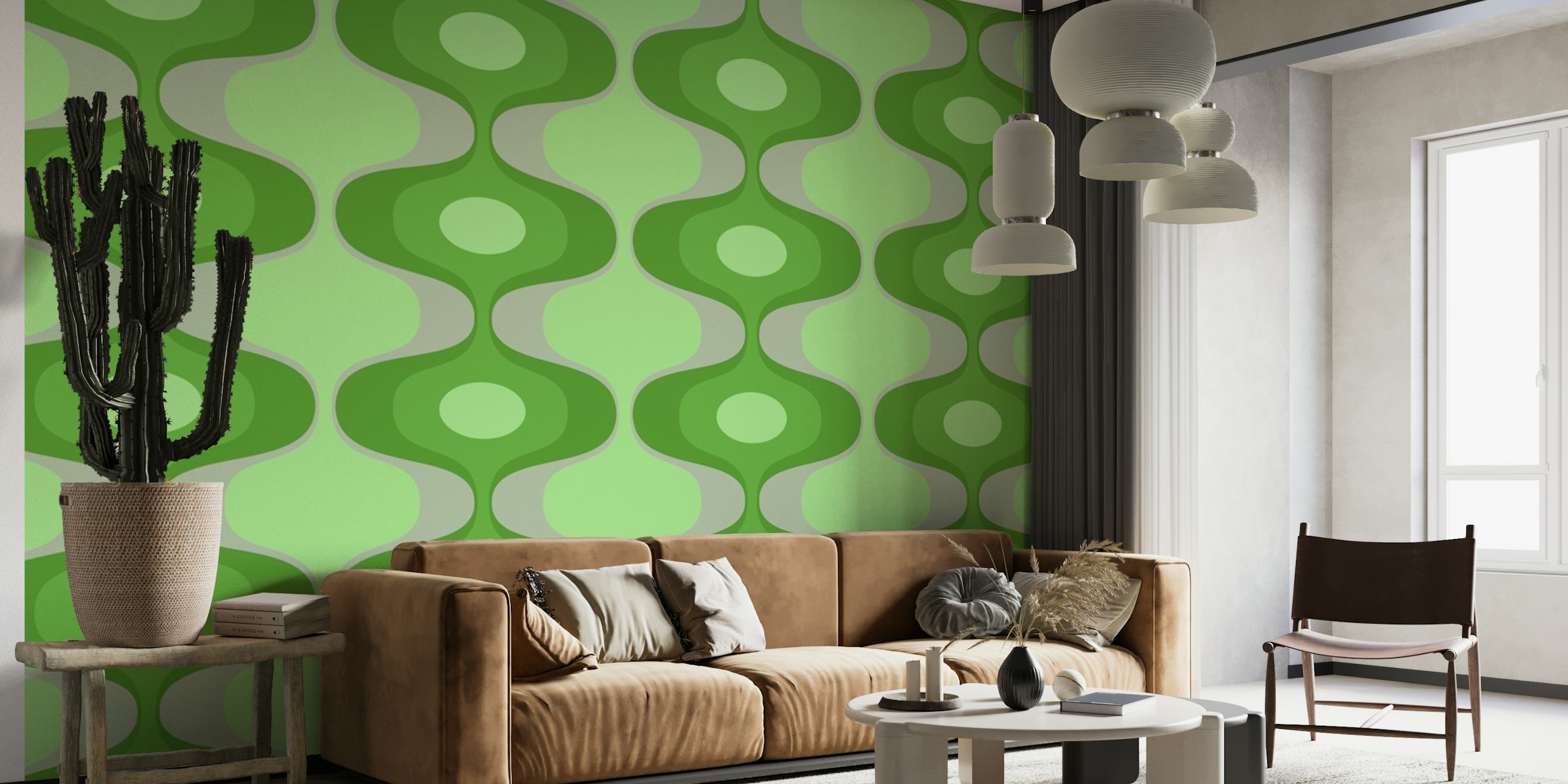 Carta da parati Vivid Green Geometric Abstract in una stanza