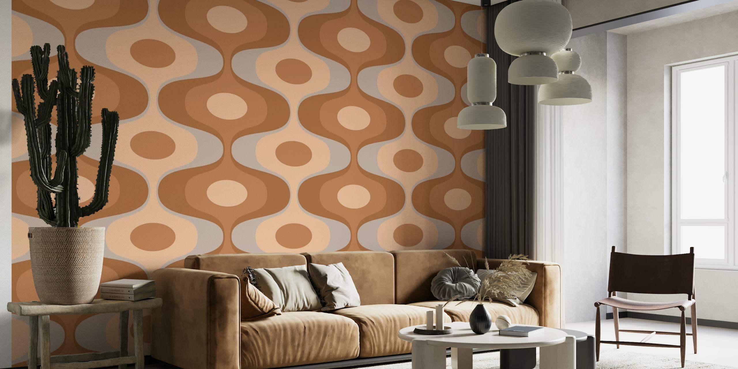 Earthy Vintage Abstract Geo wallpaper in a room