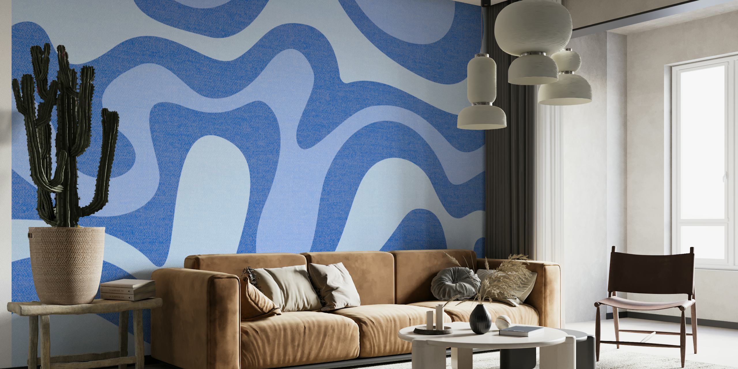 Groovy Blue Waves tapet i et rom