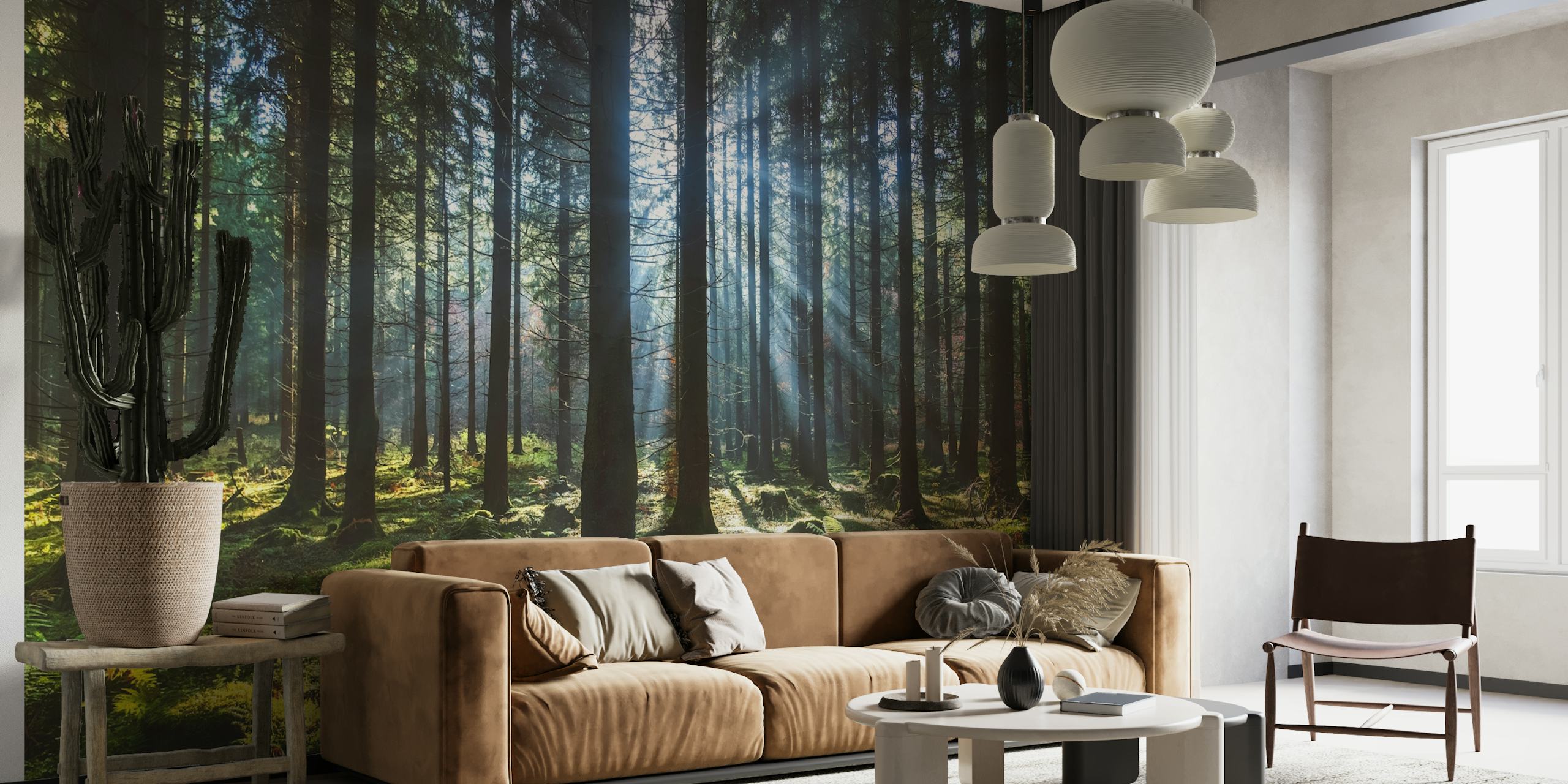 Enchanted forest wallpaper in einem Raumsetting