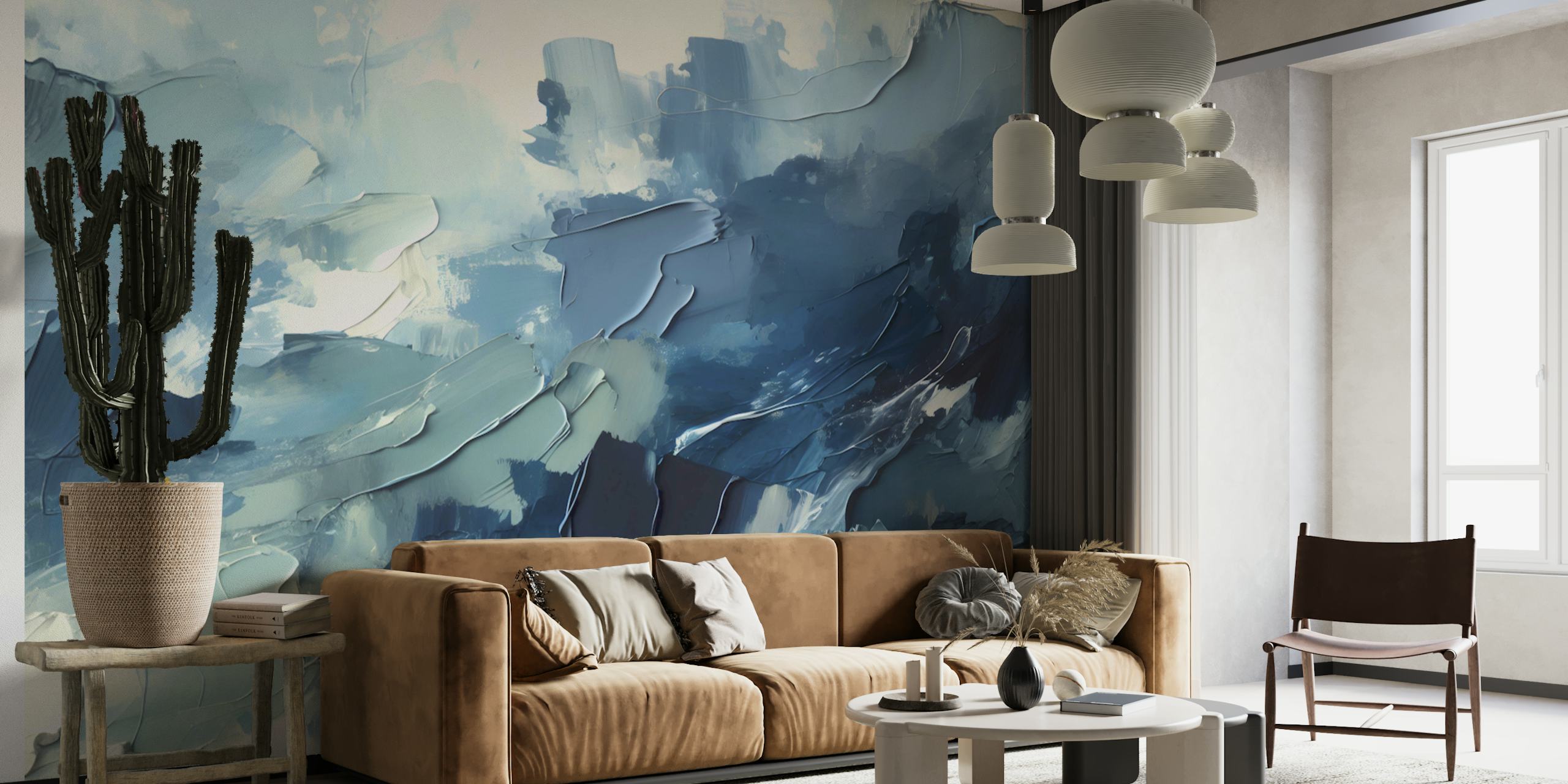 Abstract Blue Vista Tapete in einem Raum