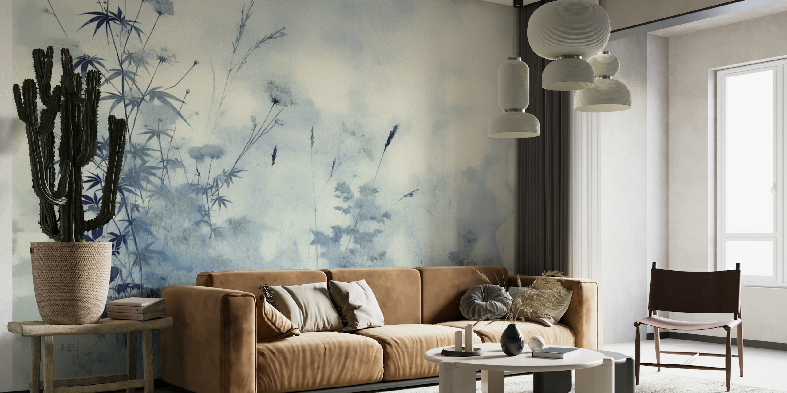 Floral Abstract Watercolor Meadow wallpaper in room
