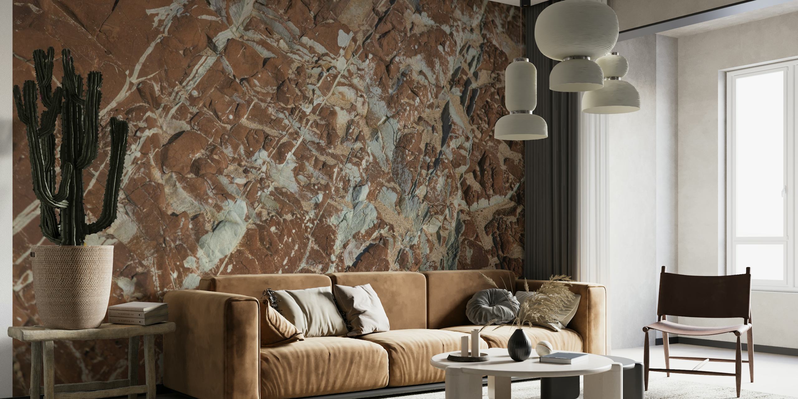 Massive Rock wall mural depicting detailed rocky terrain with rich earthy tones