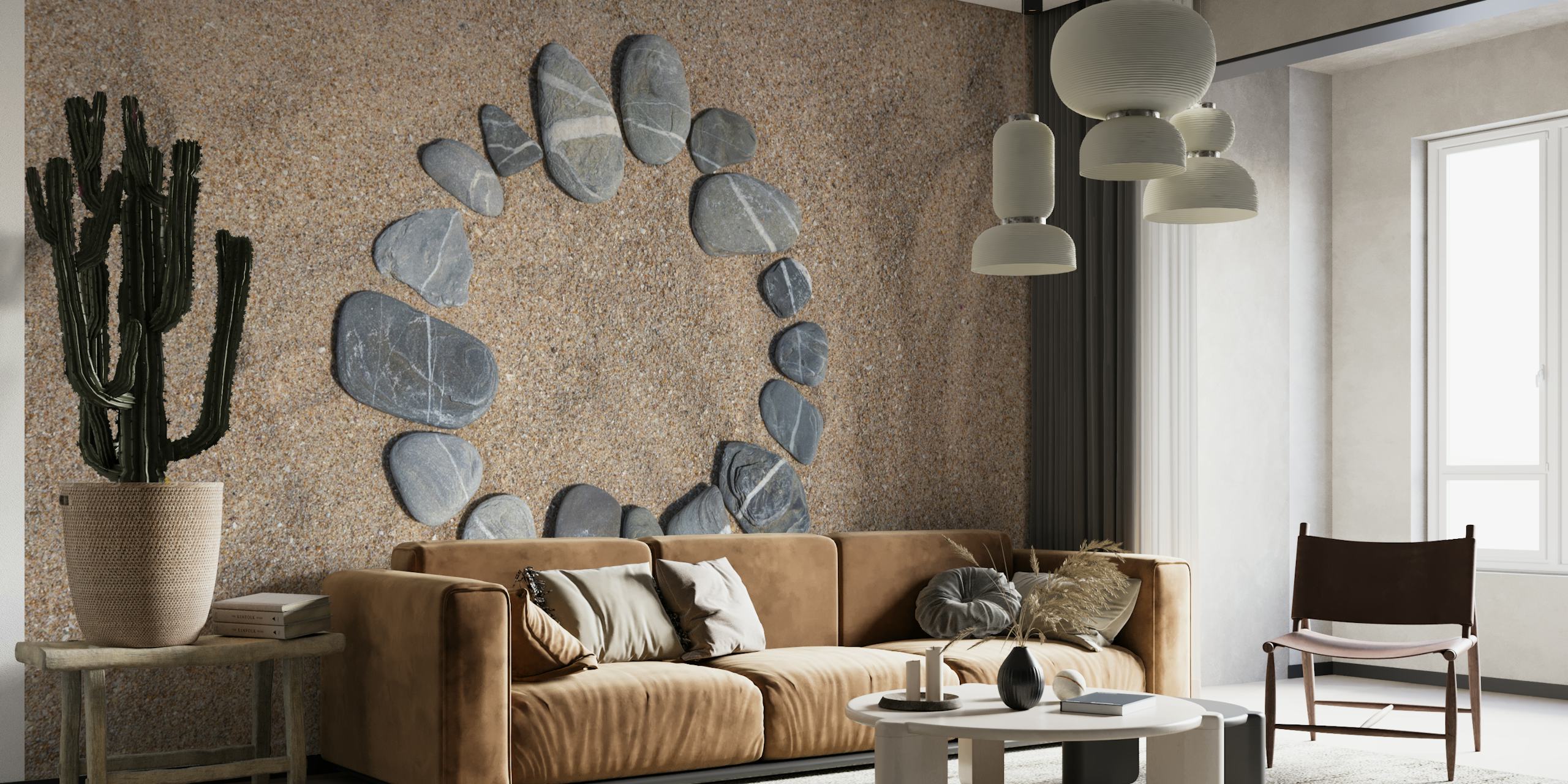 Zidna obloga Zen Pebble Circle u sobi