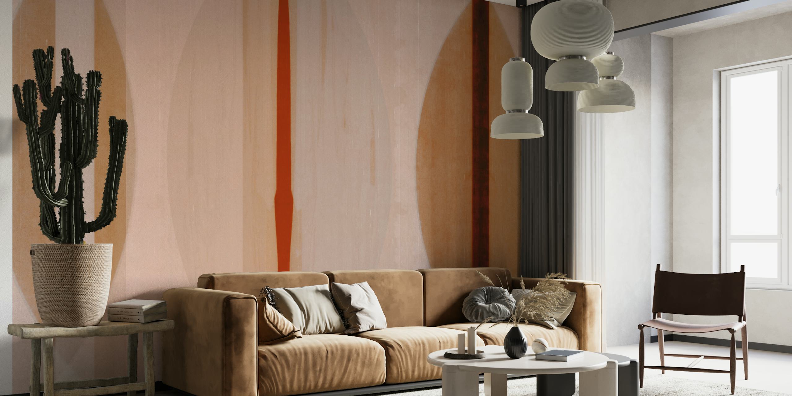 Warm Geometric Elegance Tapete in einem Raum