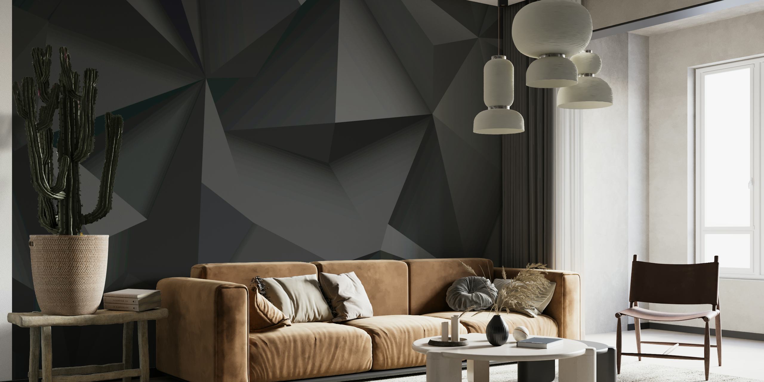 Geometric Monochrome Mosaic tapet i ett rum