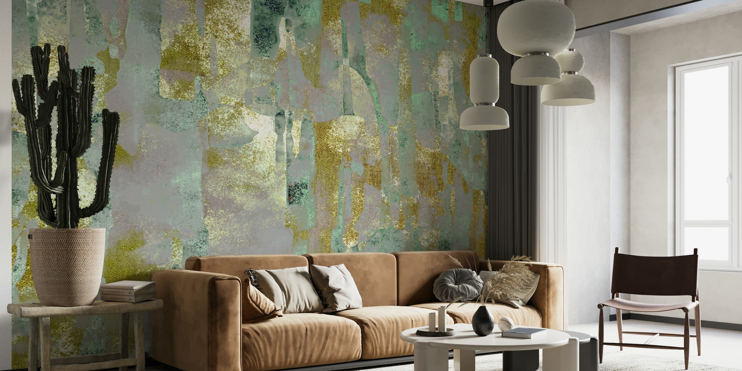 Emerald and Gold Dreams wallpaper in a room