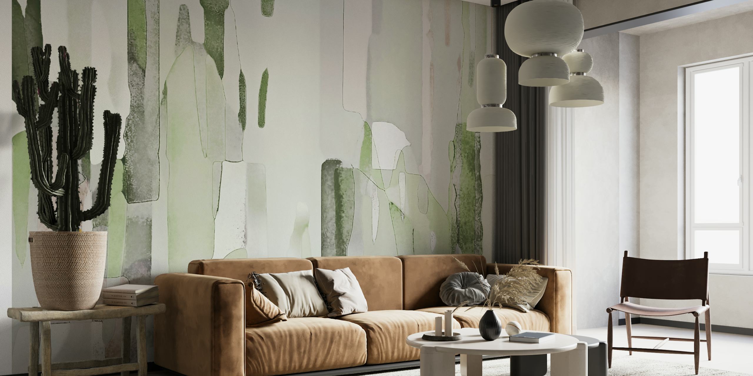 Verdant Watercolor behang in een kamer