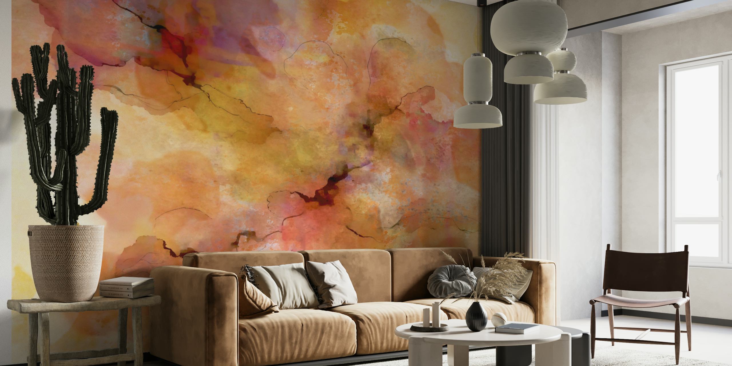Abstract Watercolor Hues tapet i et rum