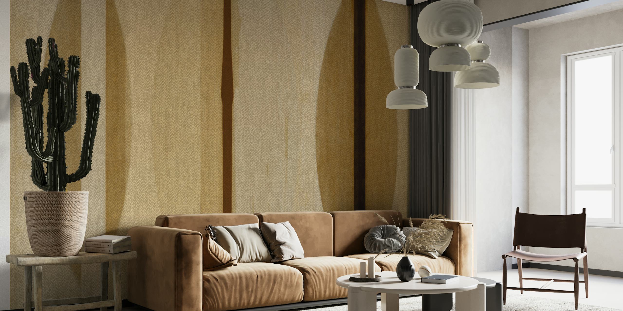 Geometric patterns in neutral tones with beige and brown wallpaper