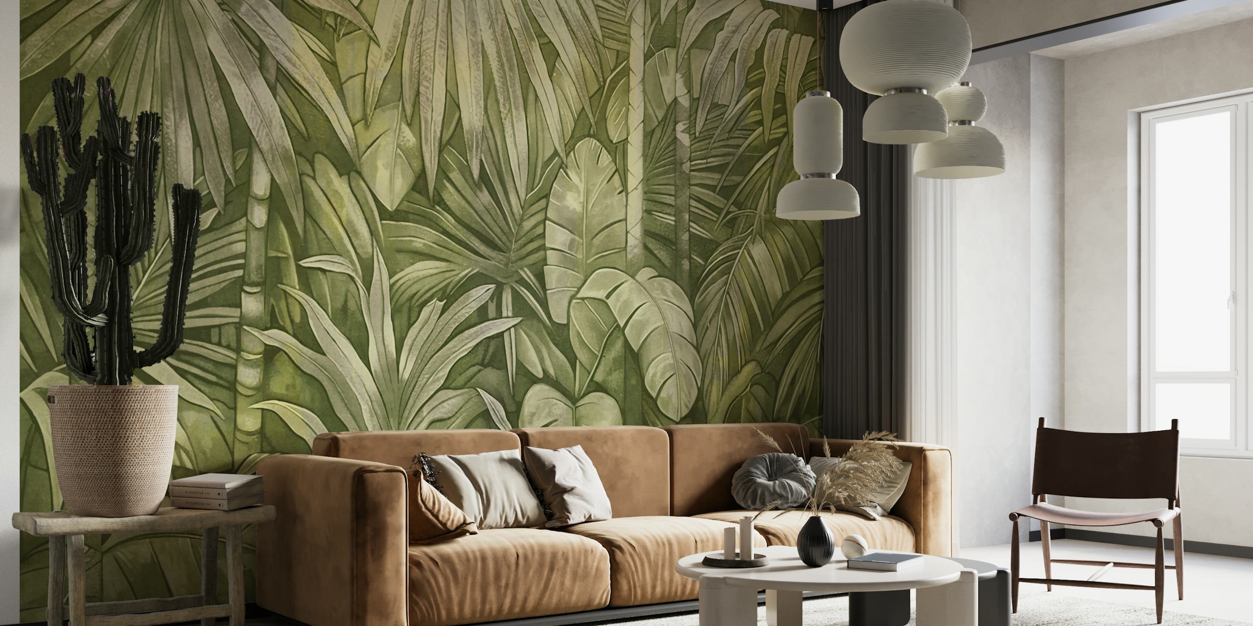 Tapeta Mystic Green Jungle Tropical Escape w pomieszczeniu