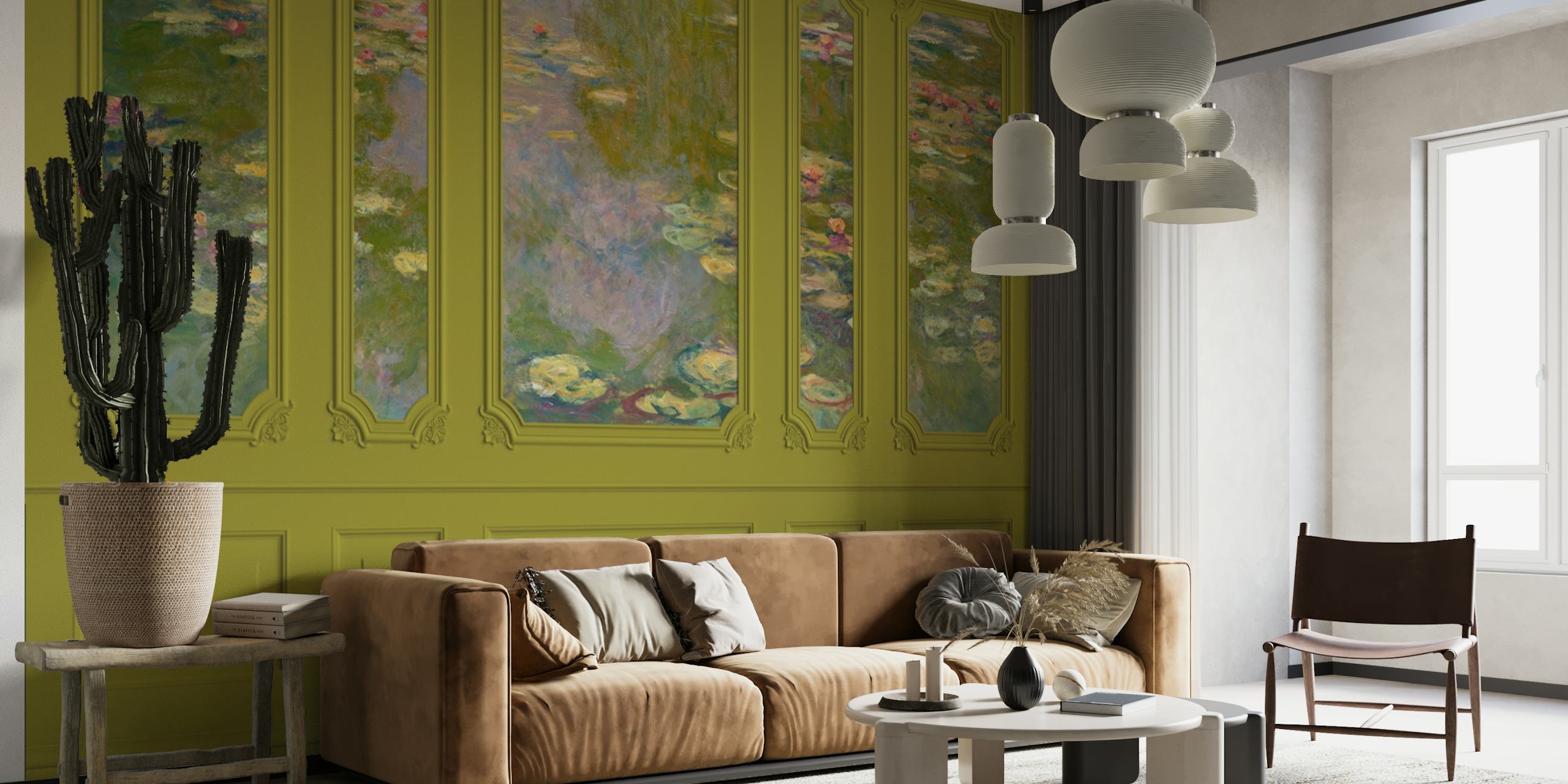 Monet Pond Green Lilies Oasis tapet i et rum