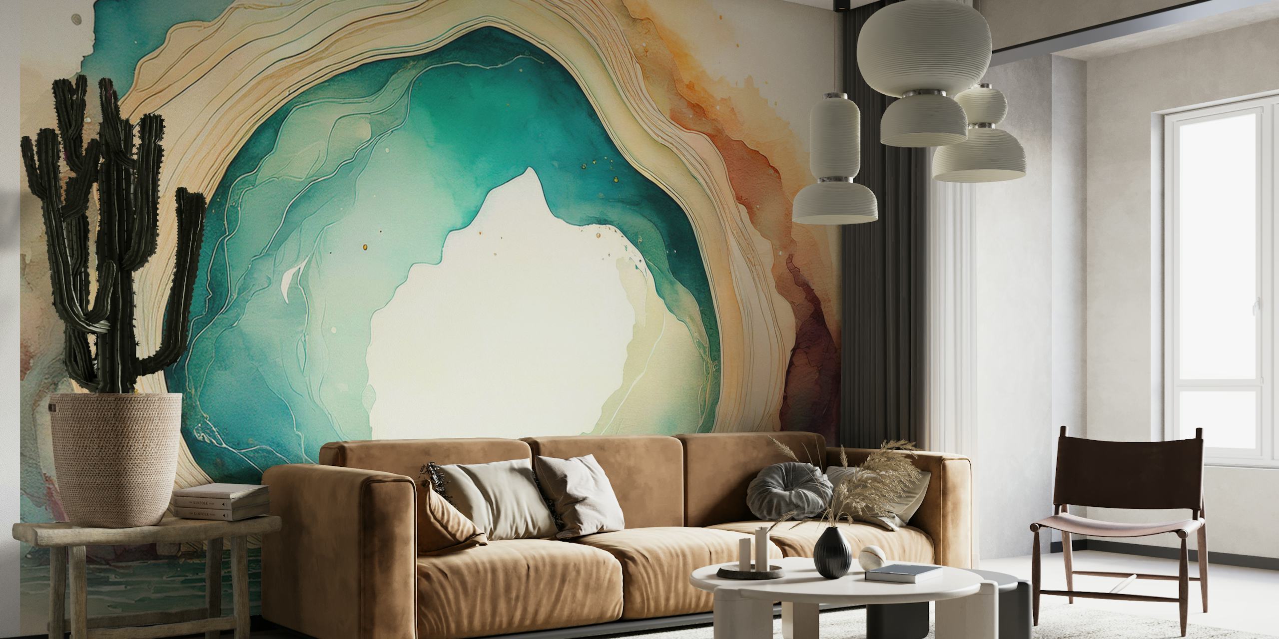 Teal Dream Cave wallpaper in a room