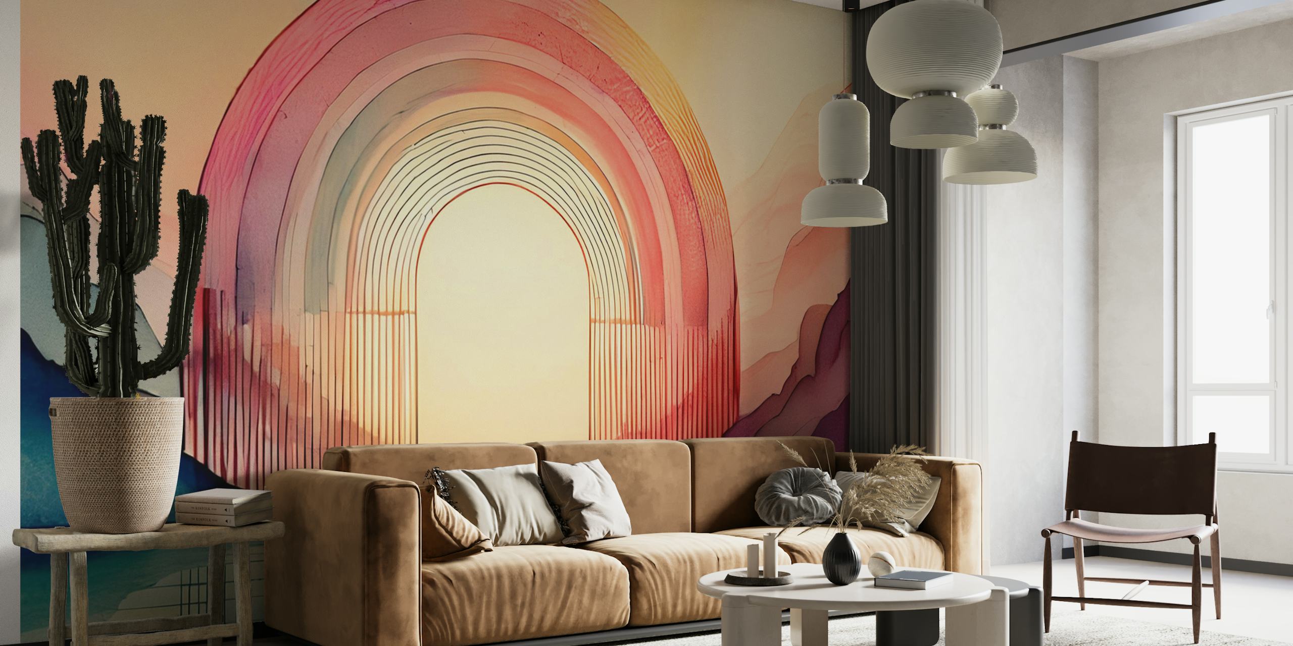 Rainbow Dream Arches wallpaper in a room