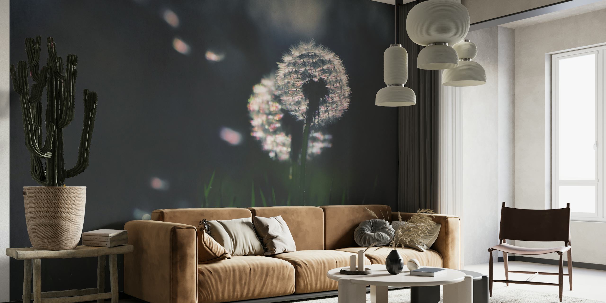 Flowers Dandelion Dreams tapetti huoneessa
