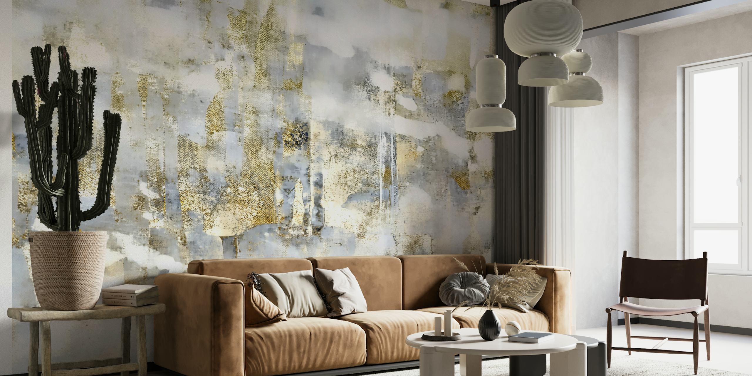 Elegant Gold Splash tapet i ett rum