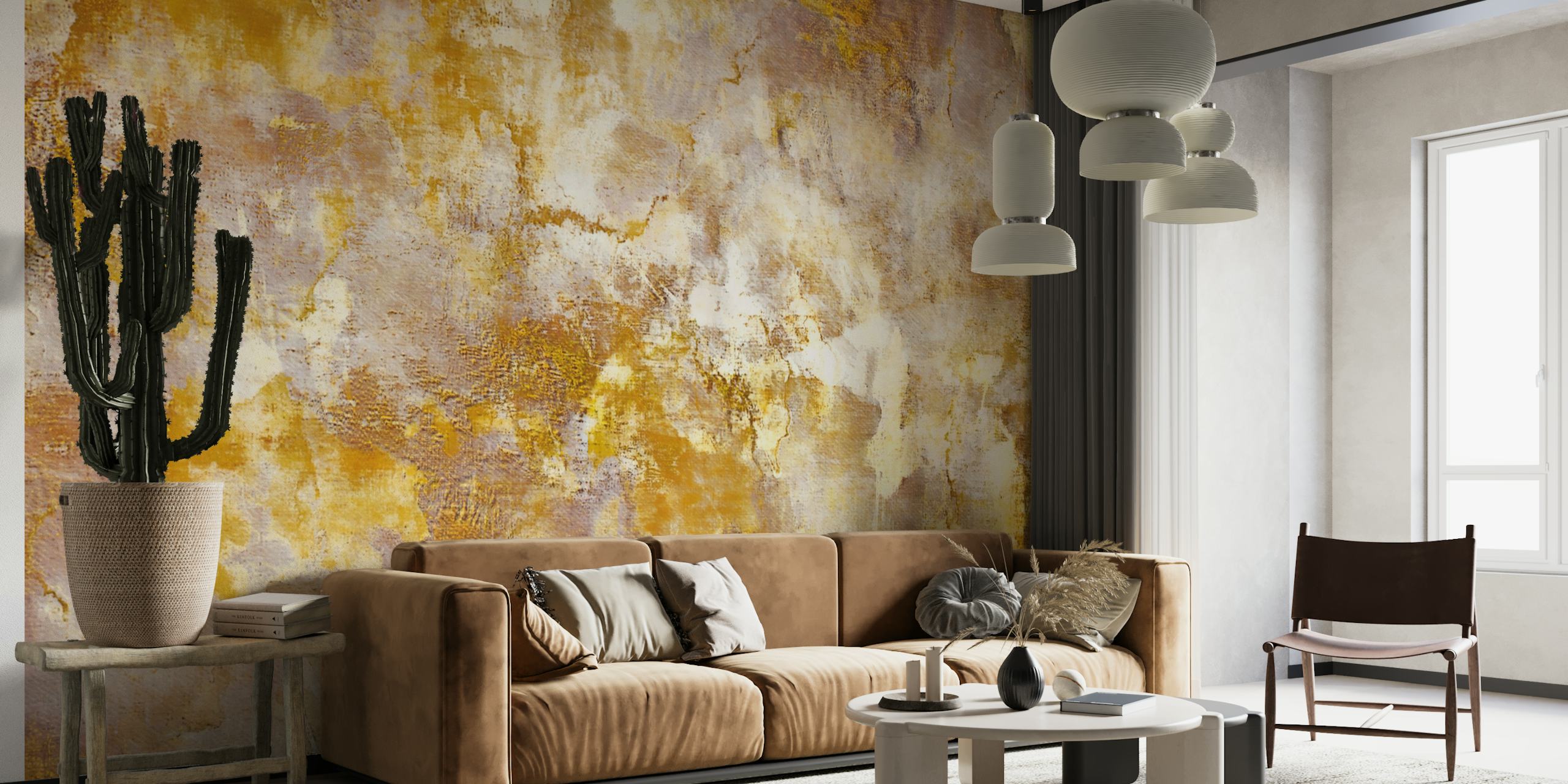 Luxurious gold textures tapet i et rom