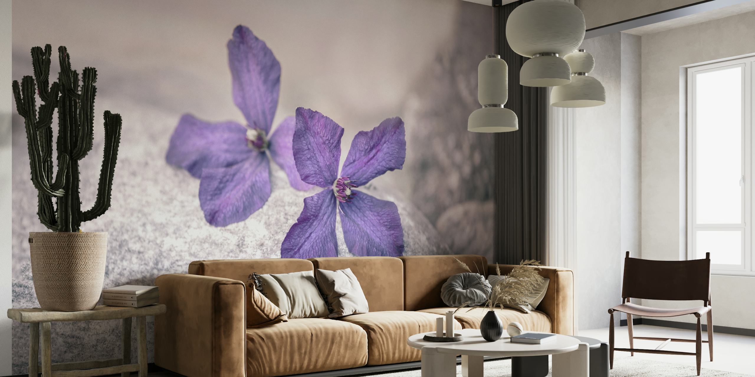 Purple Clematis Flowers papel de parede