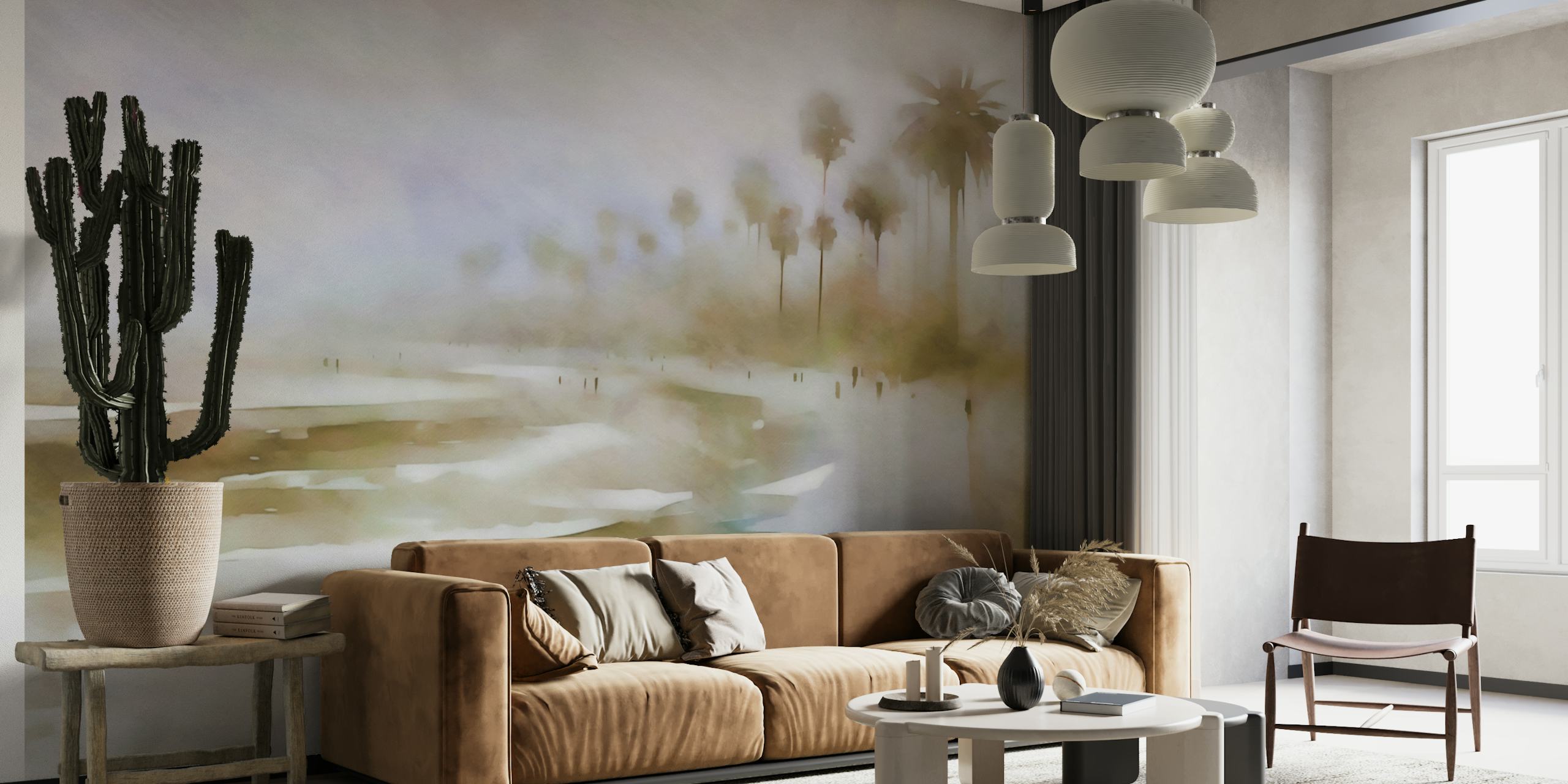Dreamy coastal California wallpaper in a room