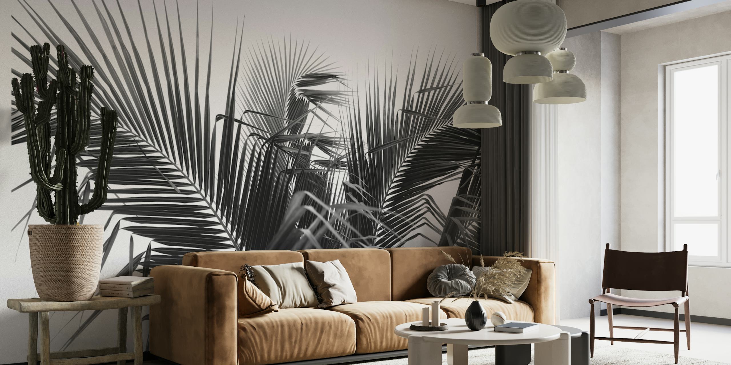 Lush Caribbean palms wallpaper in a room