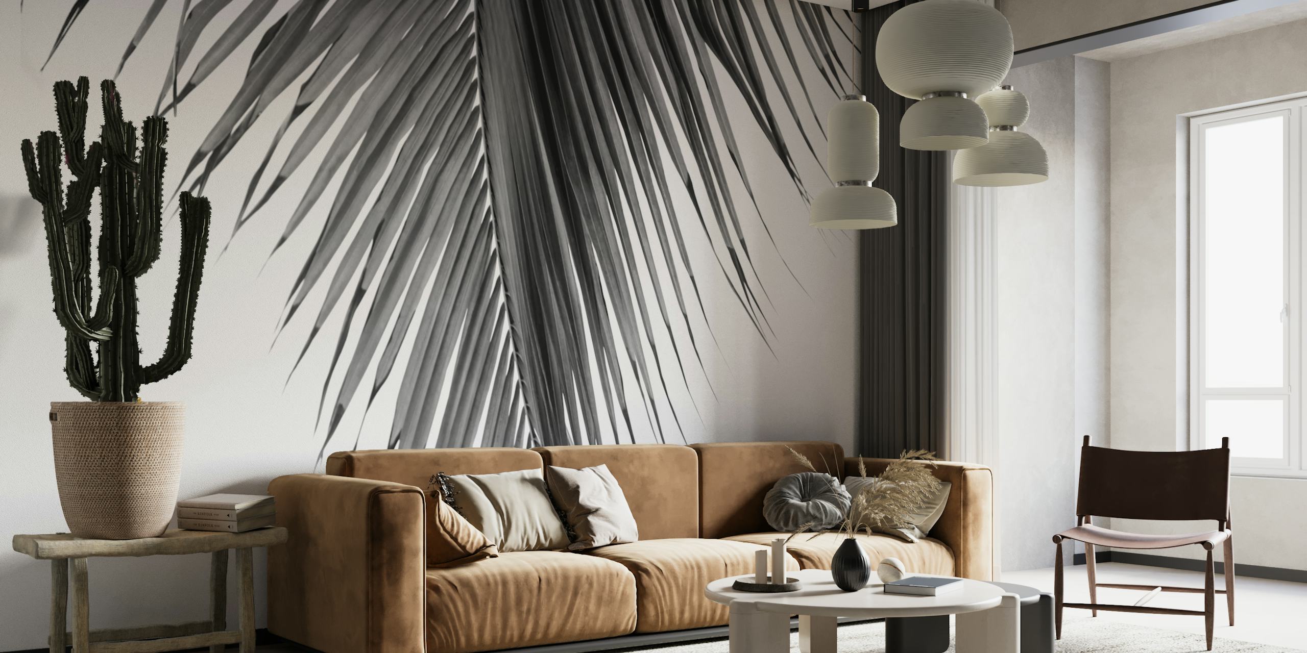 Lush Caribbean Palm 4 Tapete in einem Raum