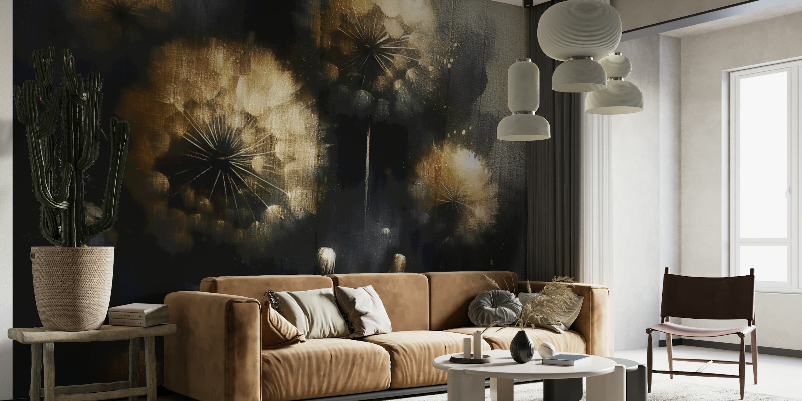 Golden Dandelion Dreams wallpaper design