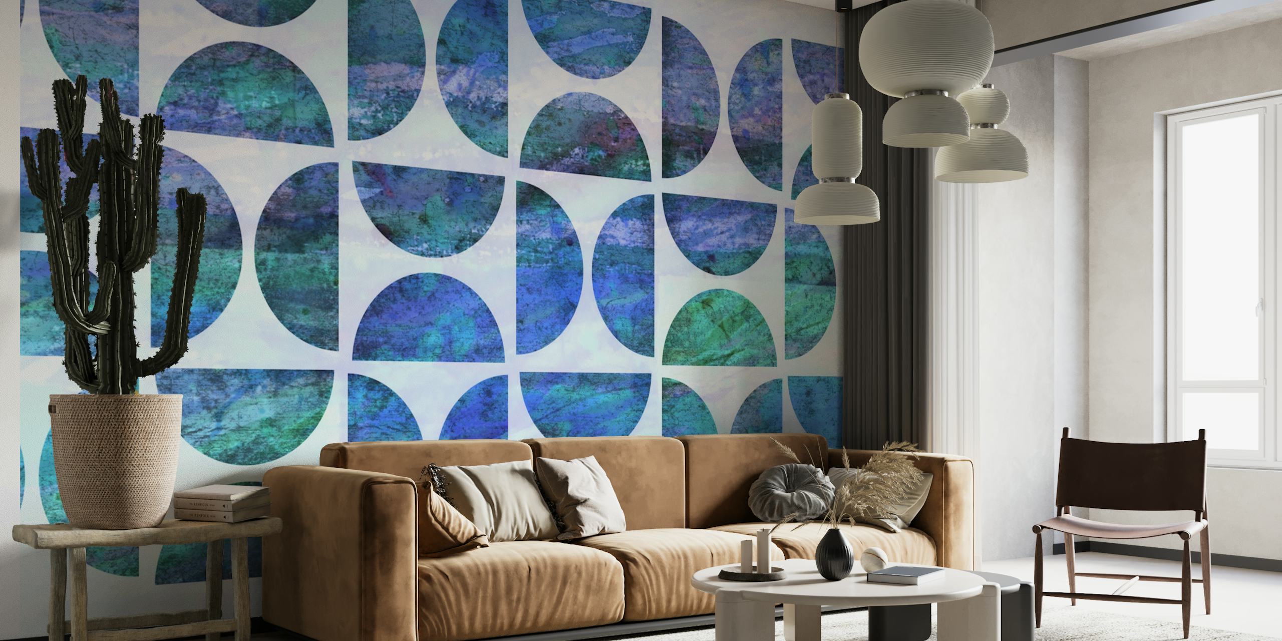 Tapeta Oceanic Geo Bauhaus Art v pokoji