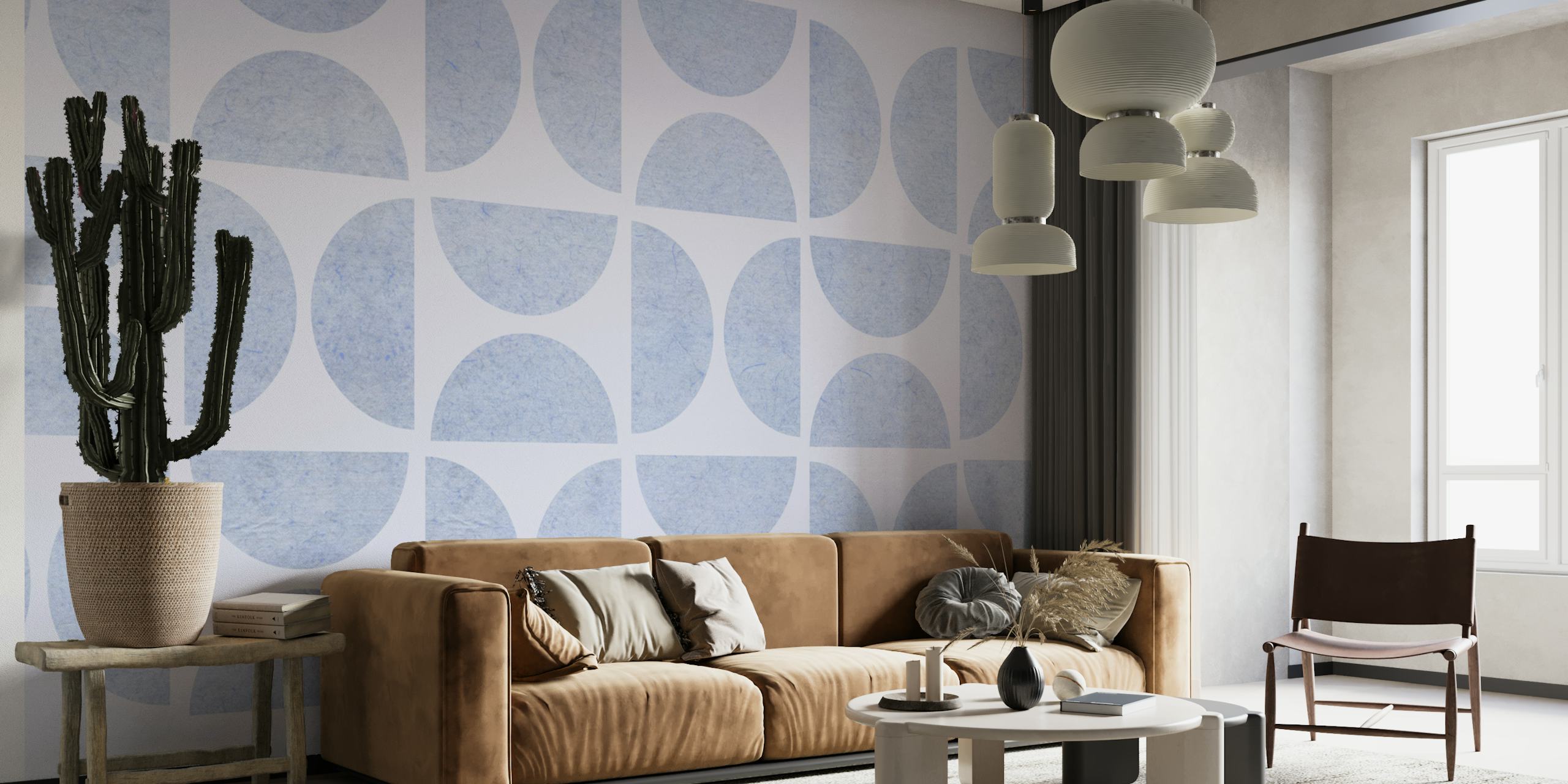 Geometric Blue Bauhaus wallpaper in a room