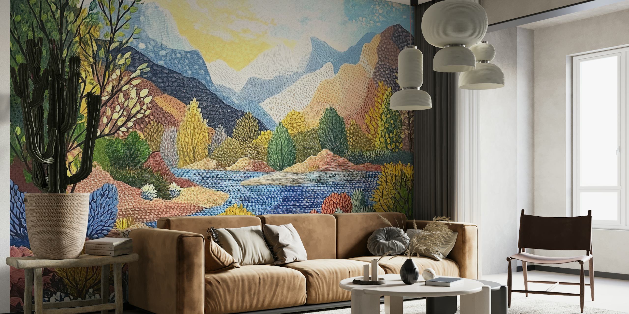 Vincent Landscape vibrant wallpaper in a room