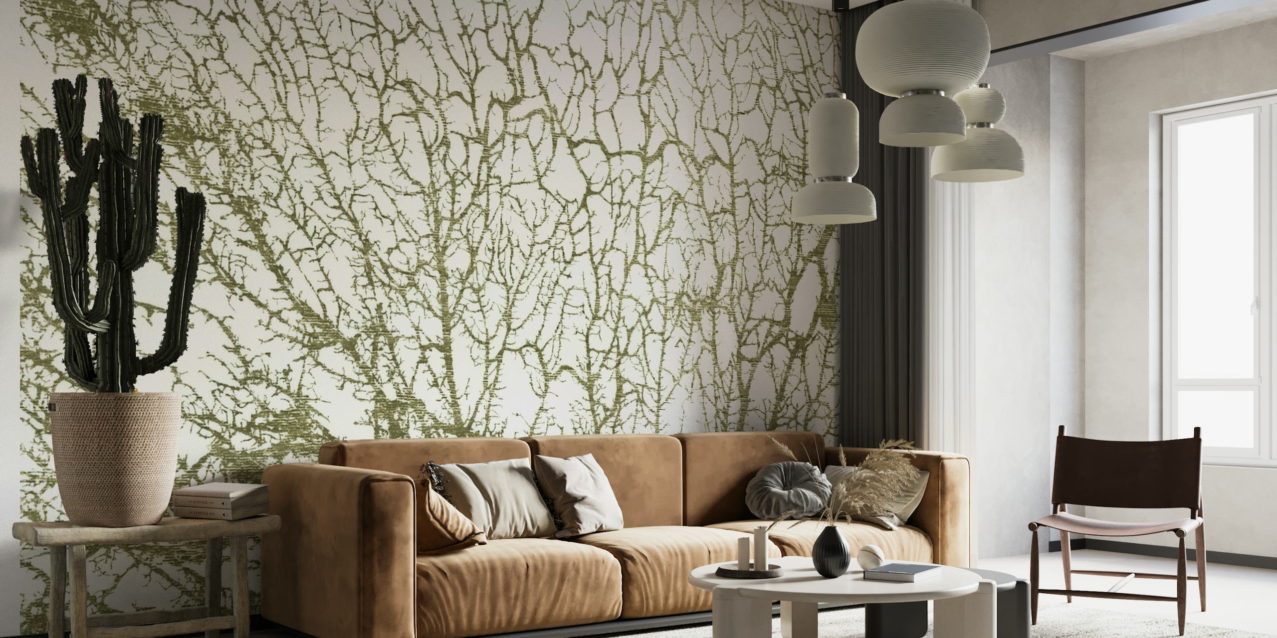 Green Abstract Forest Moss wallpaper in a room