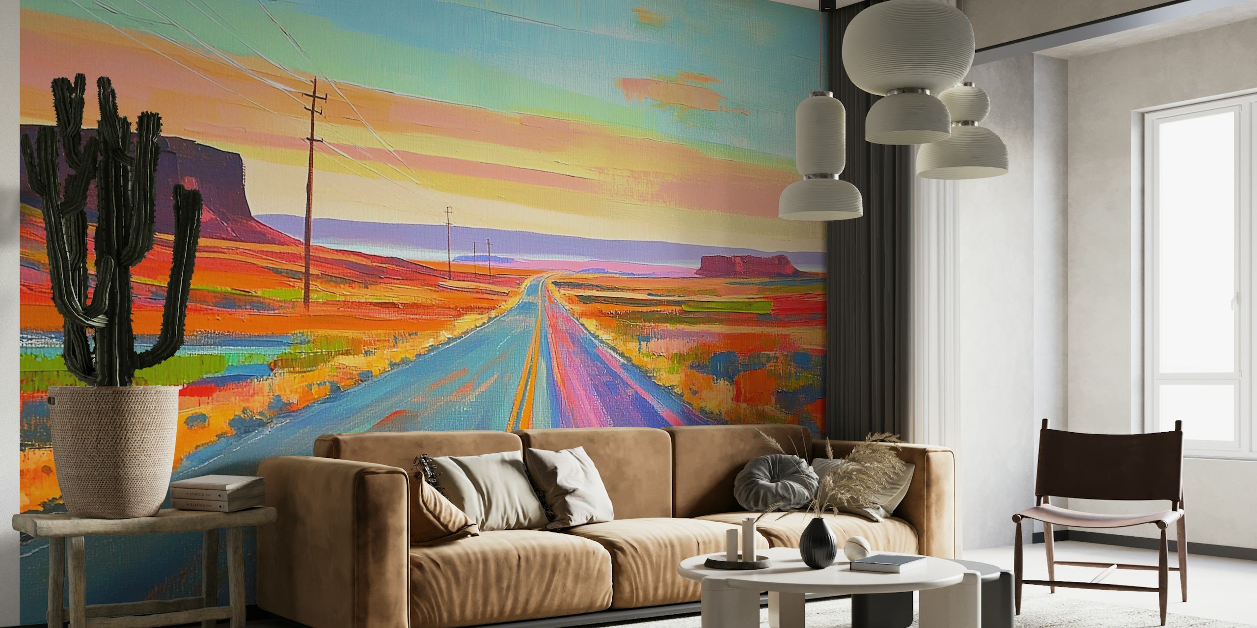 Highway to nowhere wallpaper in a room