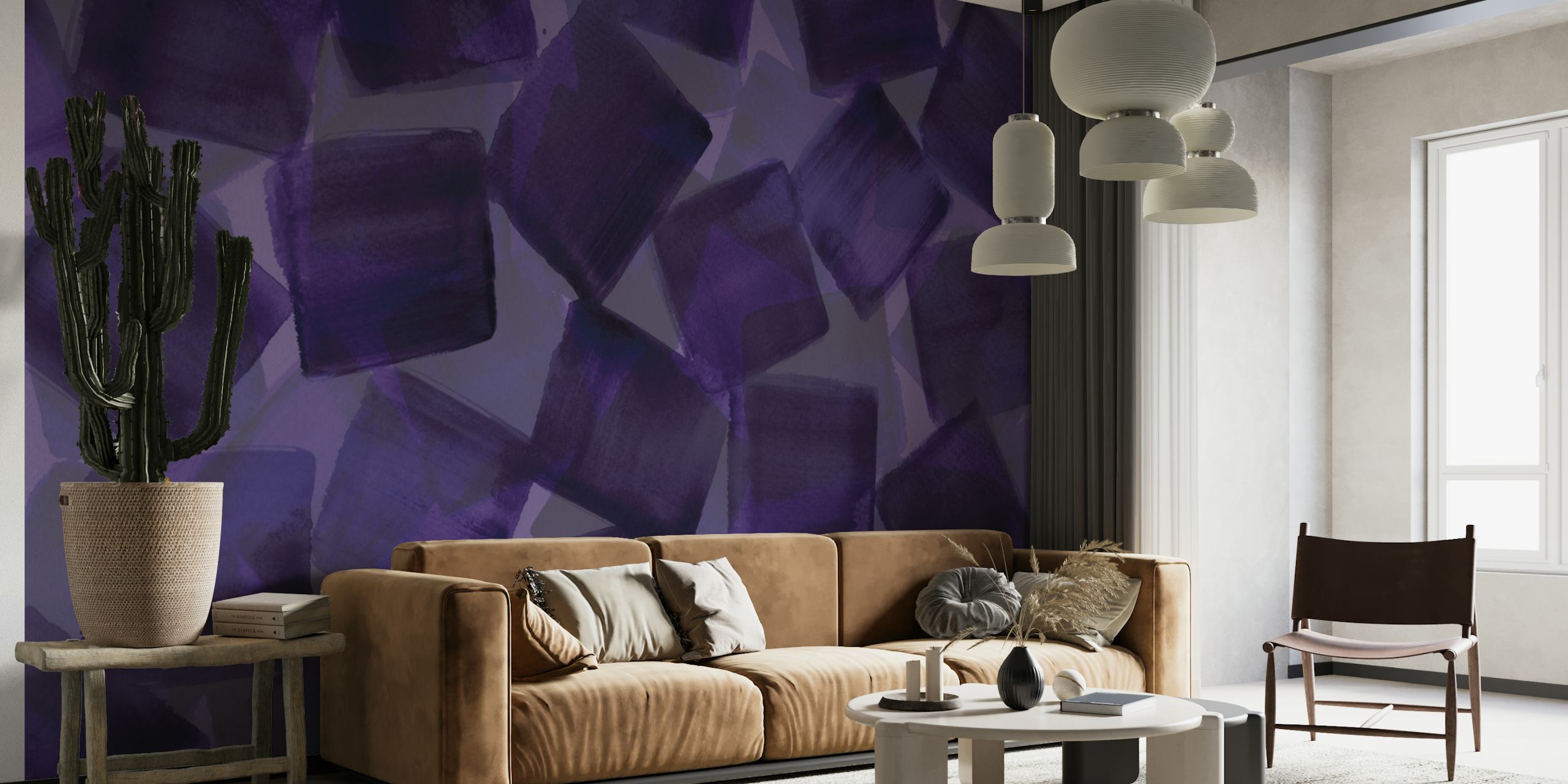 Purple Twilight Shapes tapet i et rum