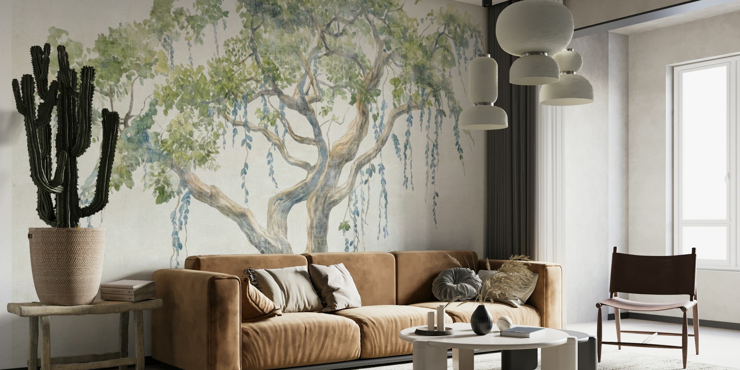 Lush Green Tree Oasis wallpaper in a room