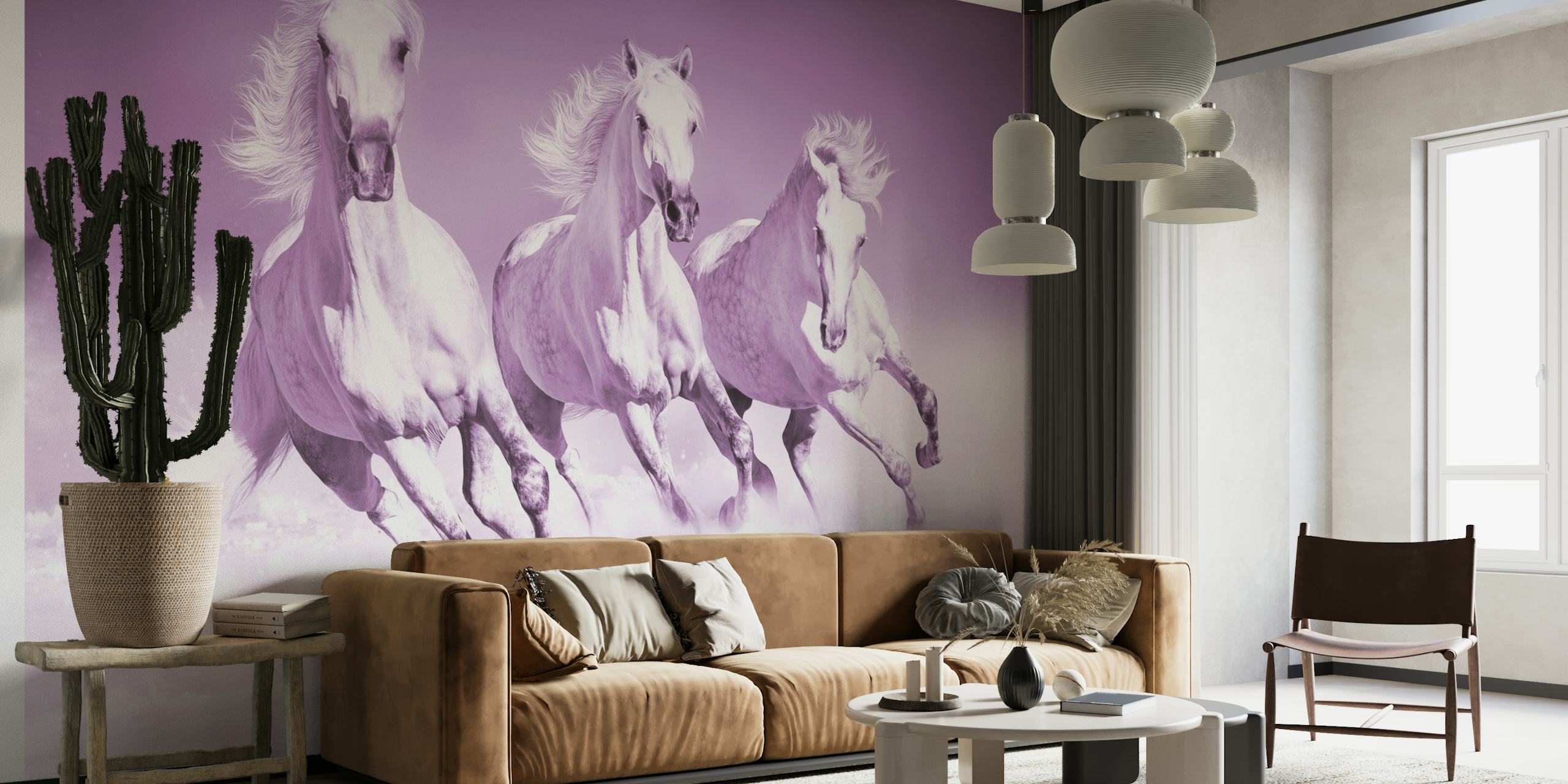 Pink horses wallpaper