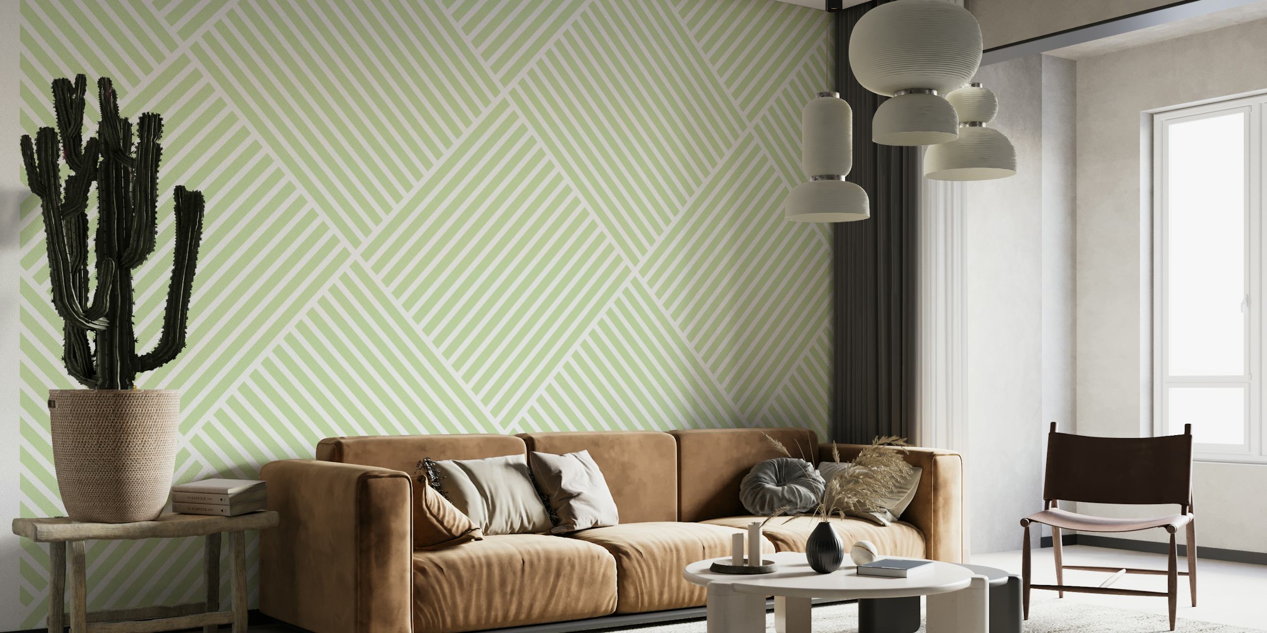 Ταπετσαρία Japandi Natural Stripes σε ρύθμιση δωματίου