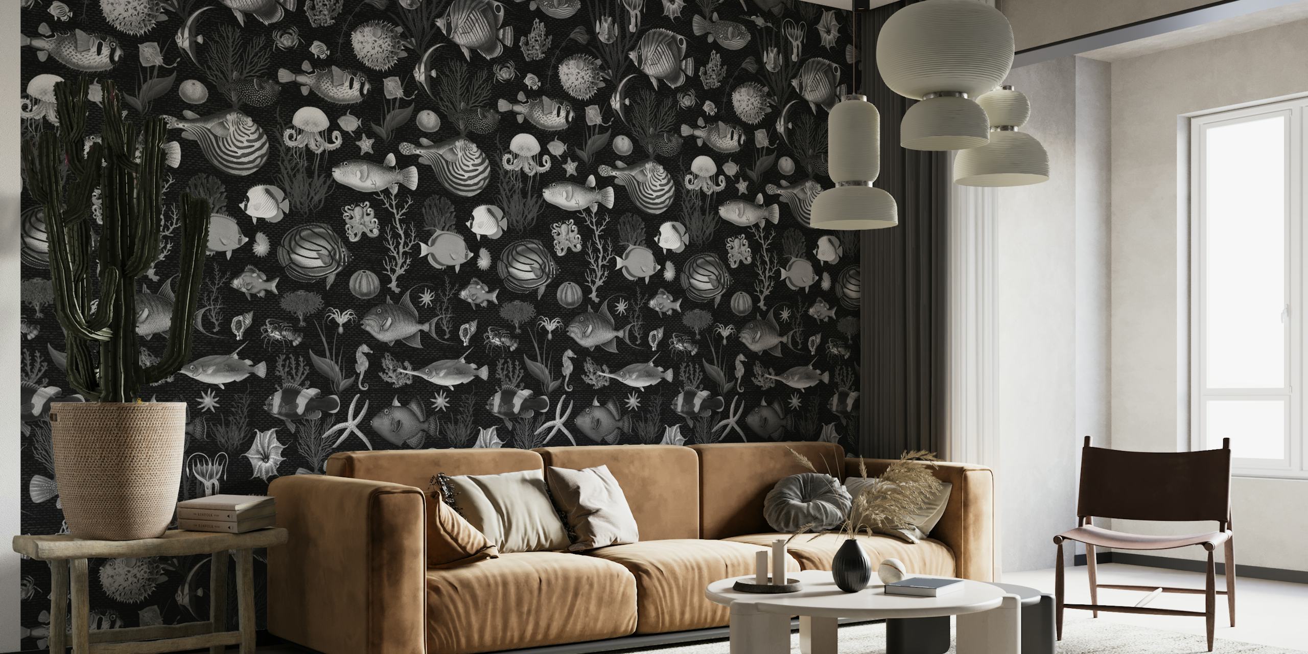 Oceania Grey Black wallpaper