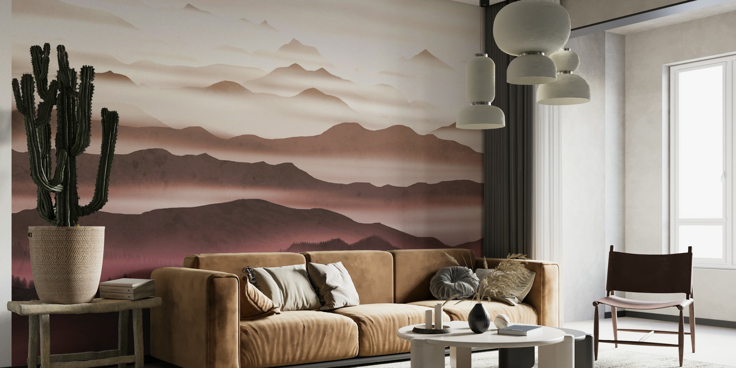 Carta da parati Red Horizons in una stanza moderna