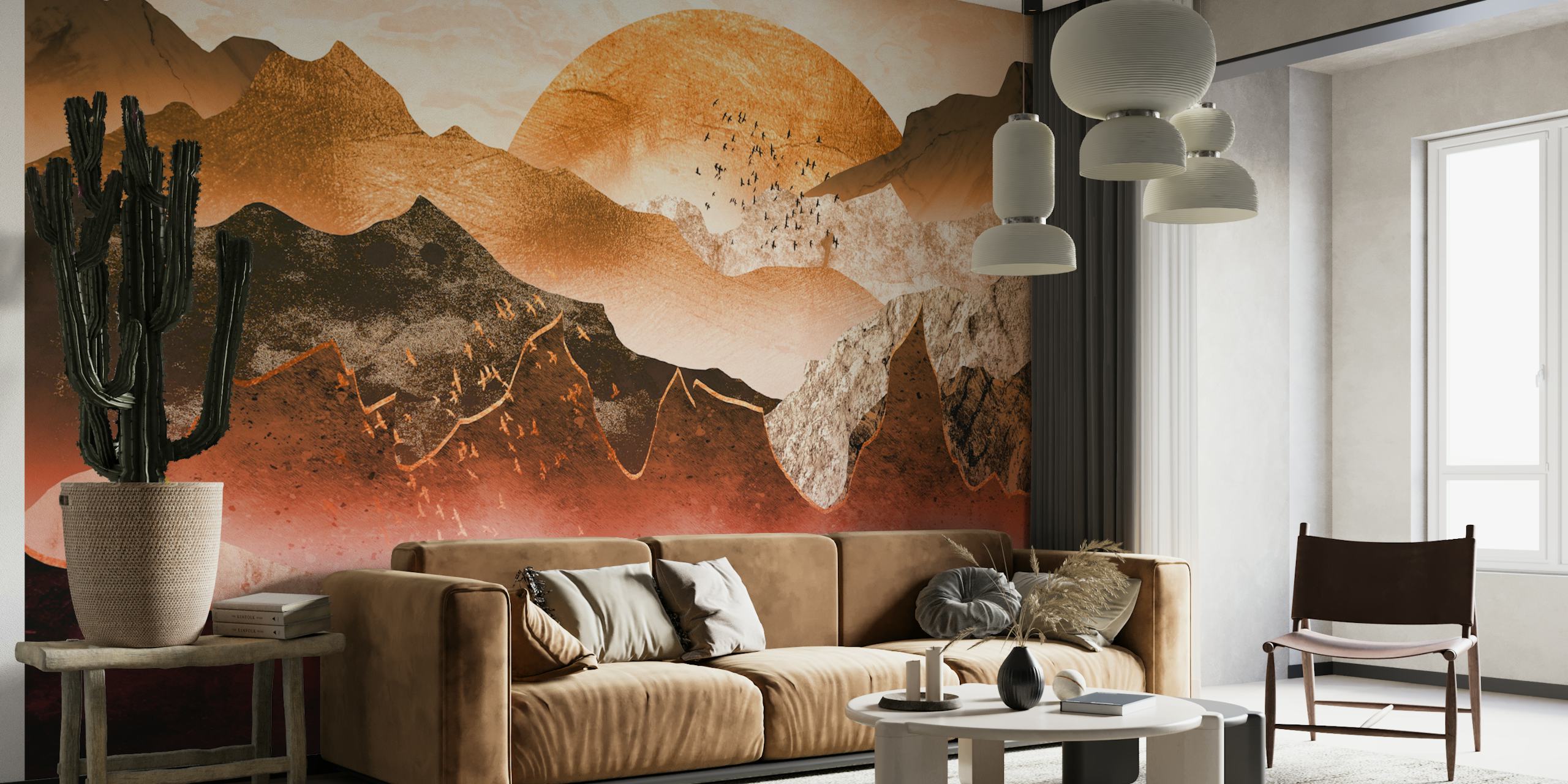 Red Rockscape wallpaper in a room setting