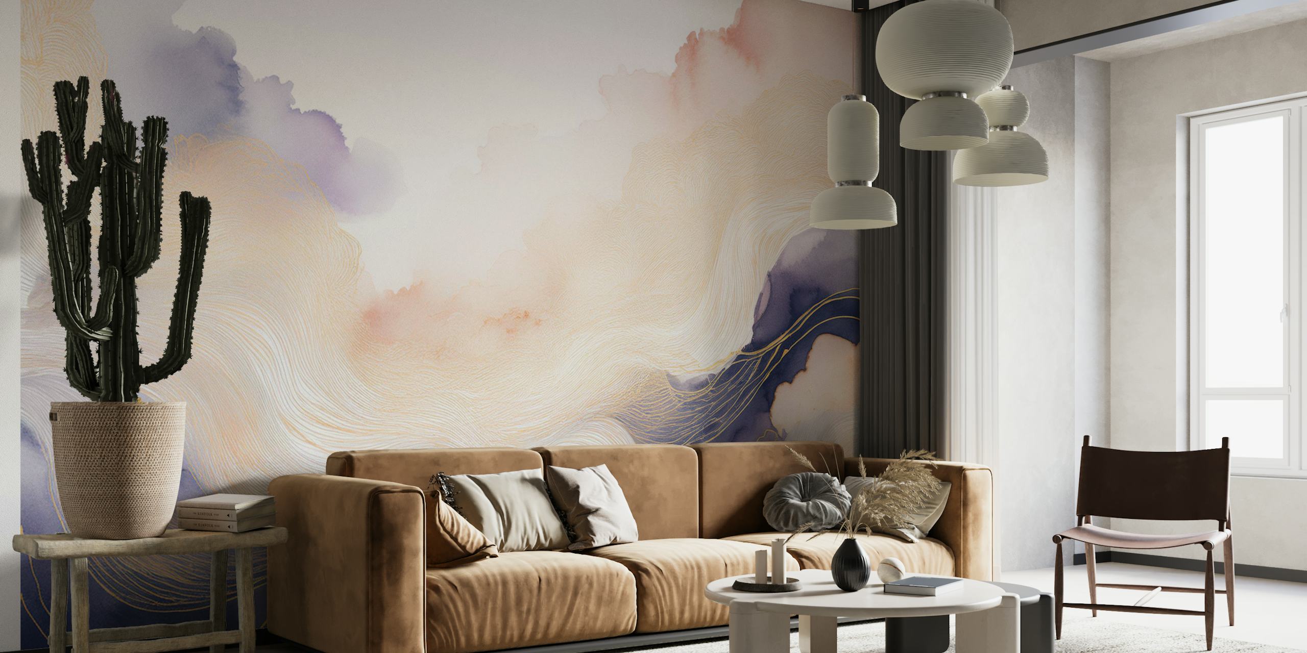 Tapeta Lavender Cloud Forms w pokoju